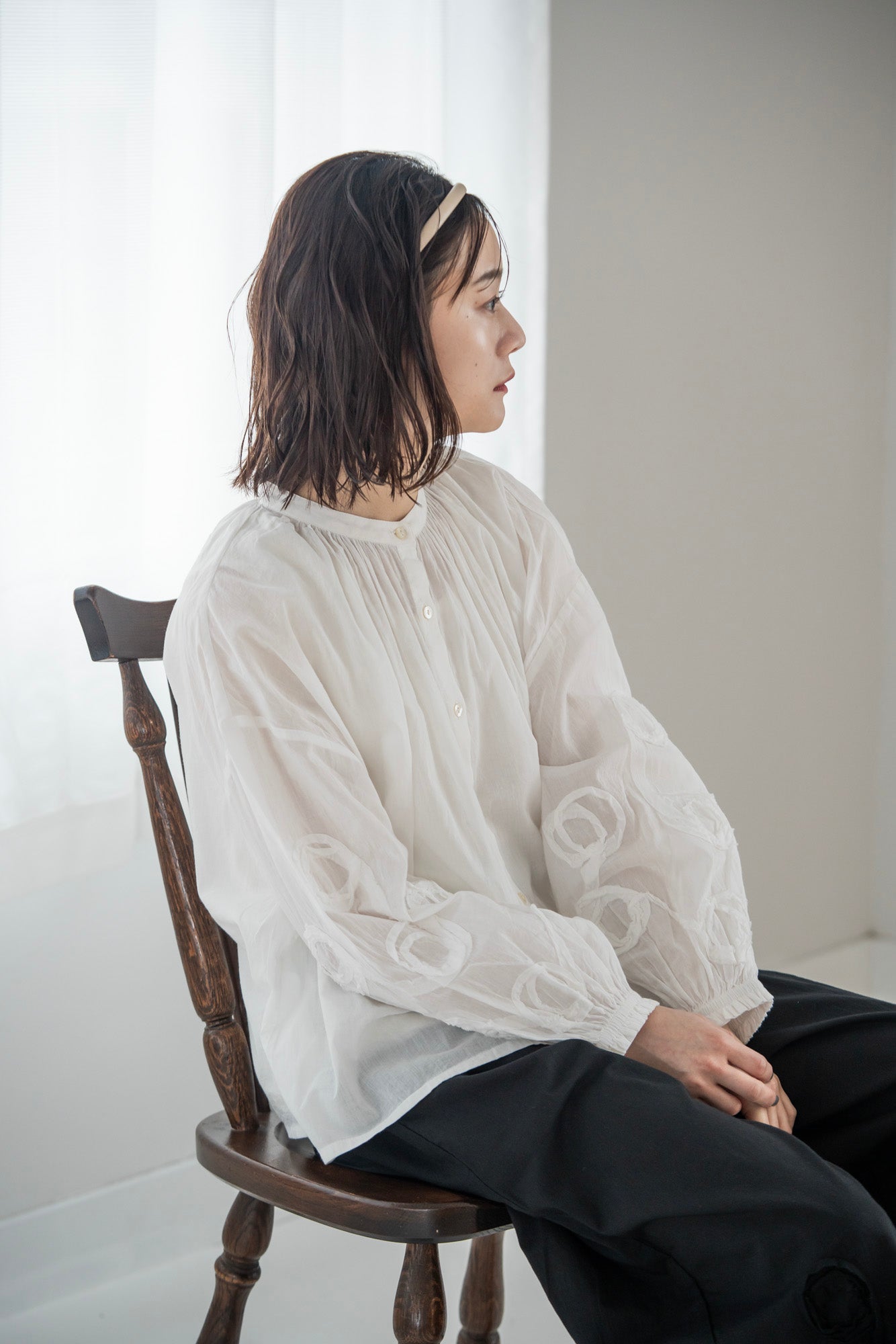 YARRA INDIAドットテープ刺繍ブラウス YR-1543-207