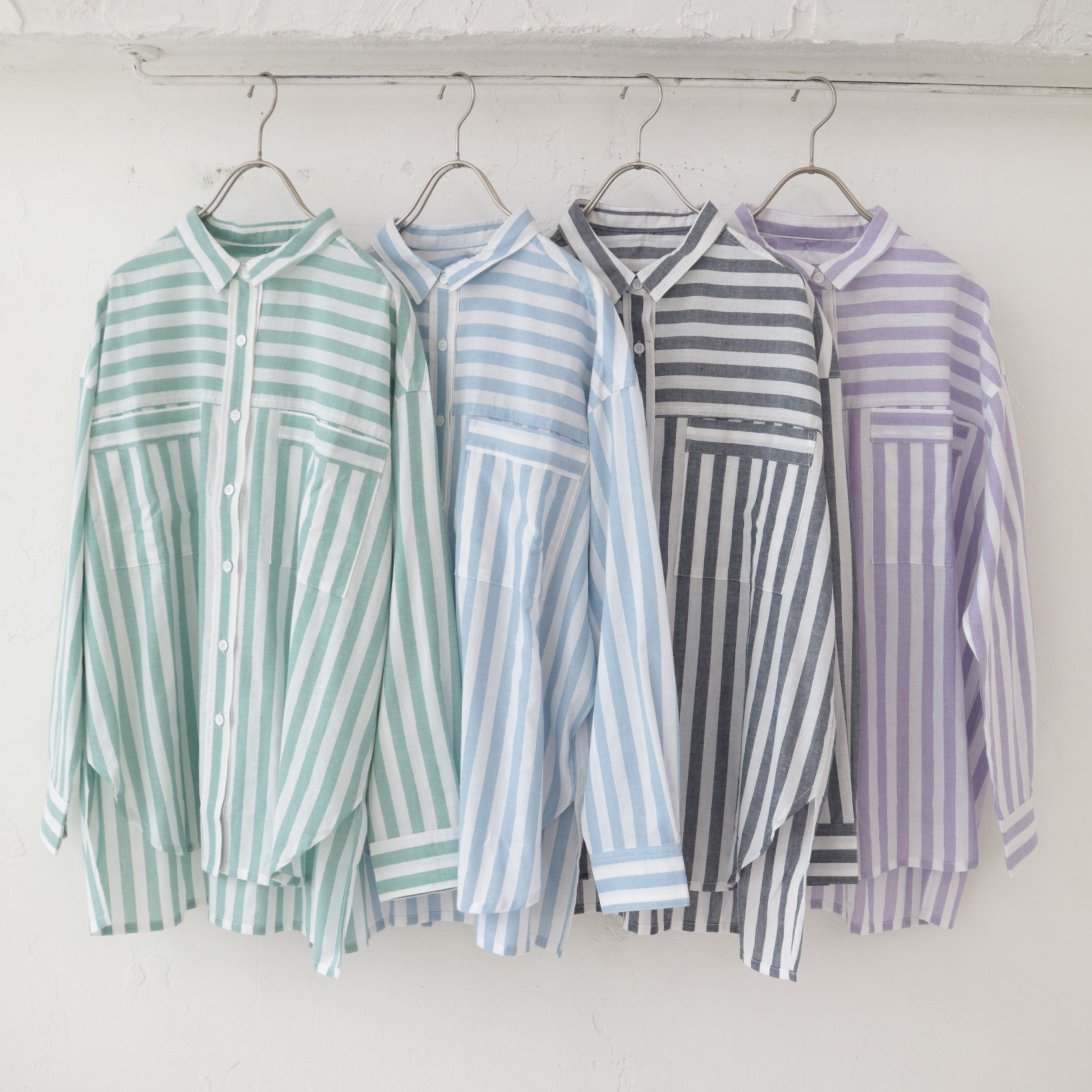 doux bleu ストライプボックスワイドシャツ DB-2413-007