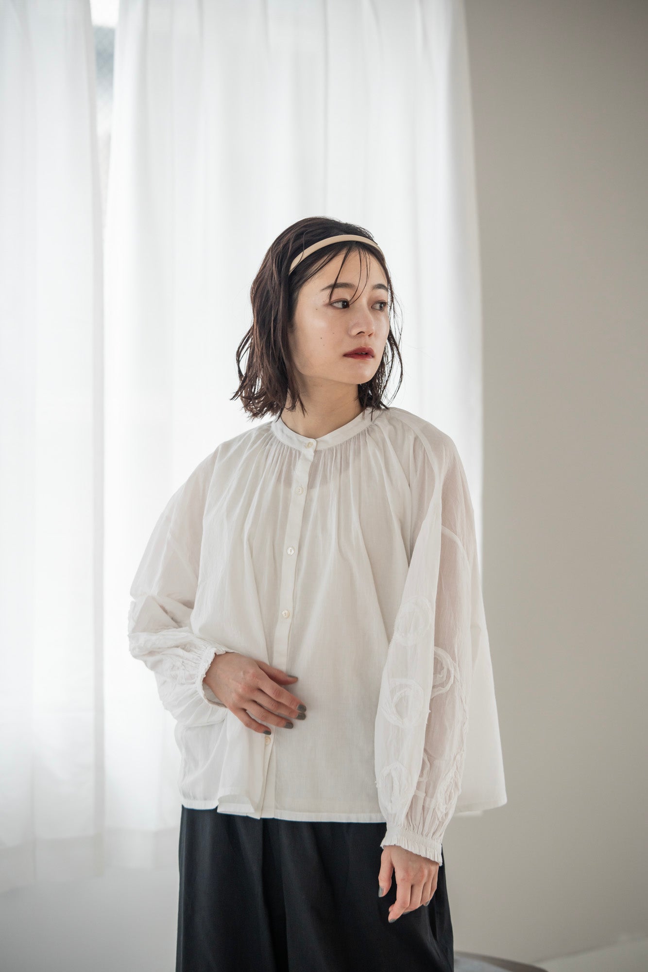 YARRA INDIAドットテープ刺繍ブラウス YR-1543-207