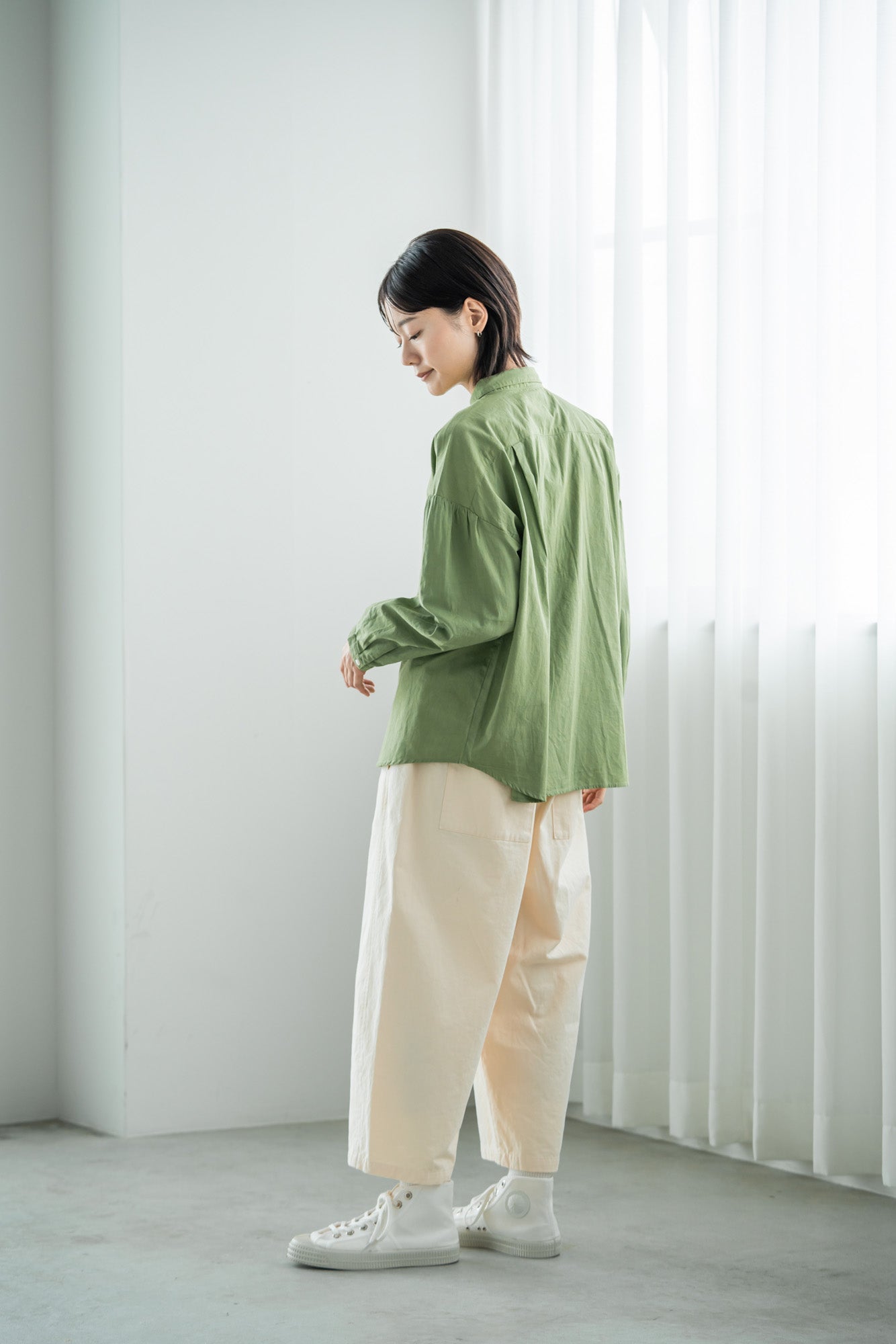 YARRA 綿100ワッシャー8分丈パンツ YR-1415-223