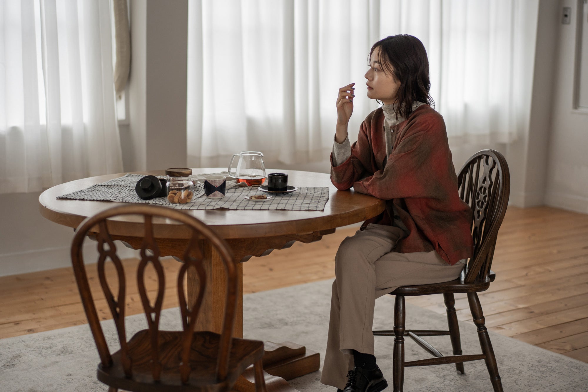 YARRA リネンコットン起毛テーパードパンツ YR-1545-219