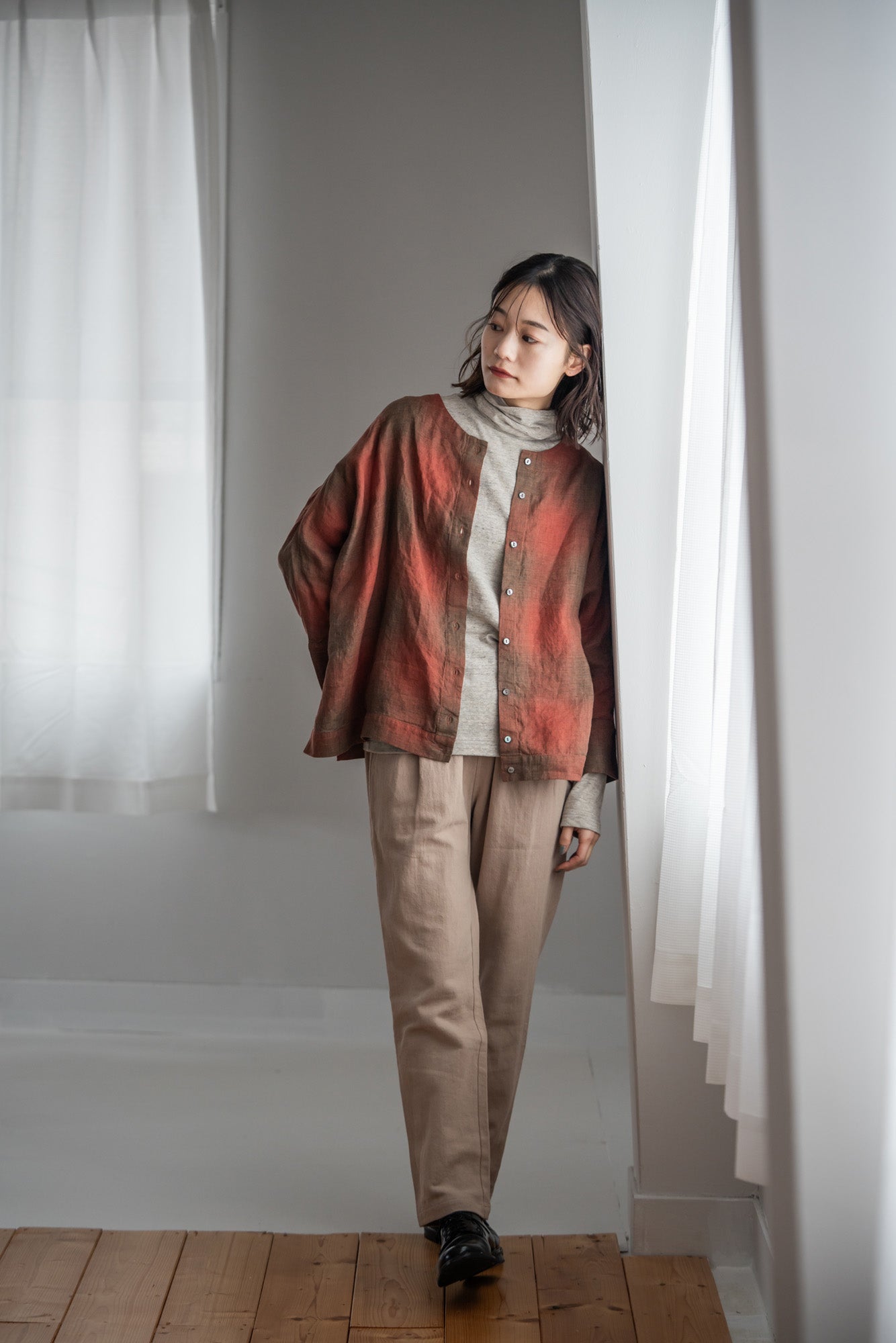 YARRA リネンコットン起毛テーパードパンツ YR-1545-219