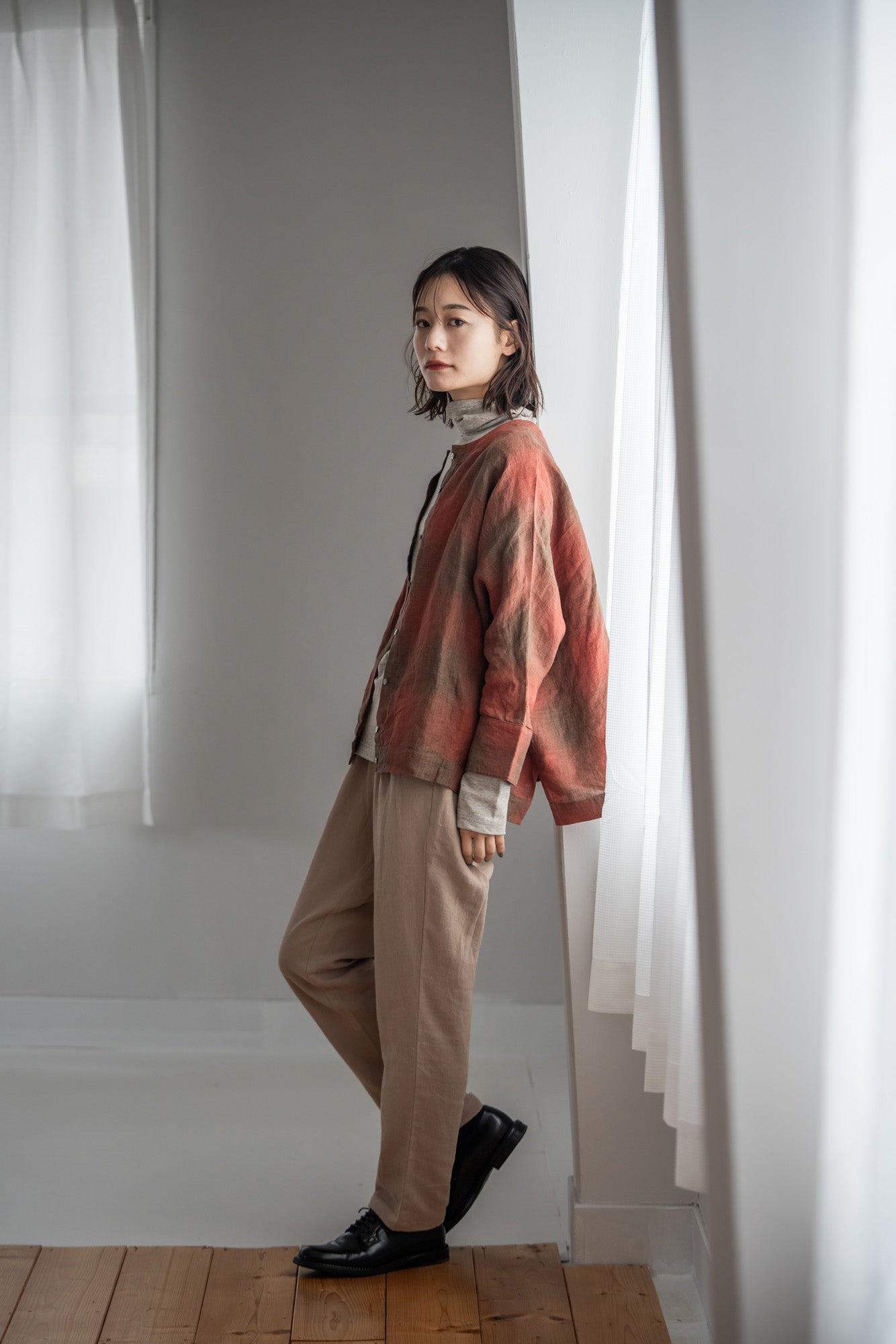 YARRA リネンコットン起毛テーパードパンツ YR-1545-219