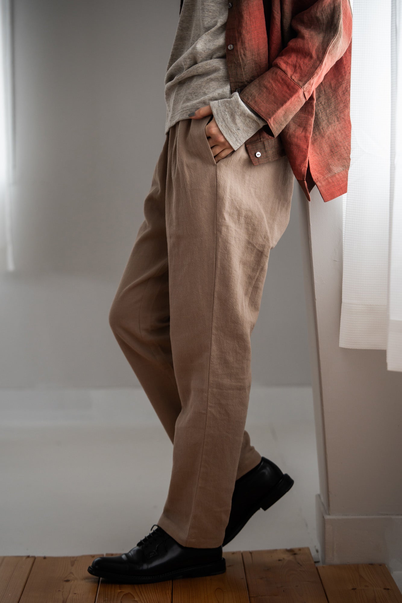 YARRA リネンコットン起毛テーパードパンツ YR-1545-219