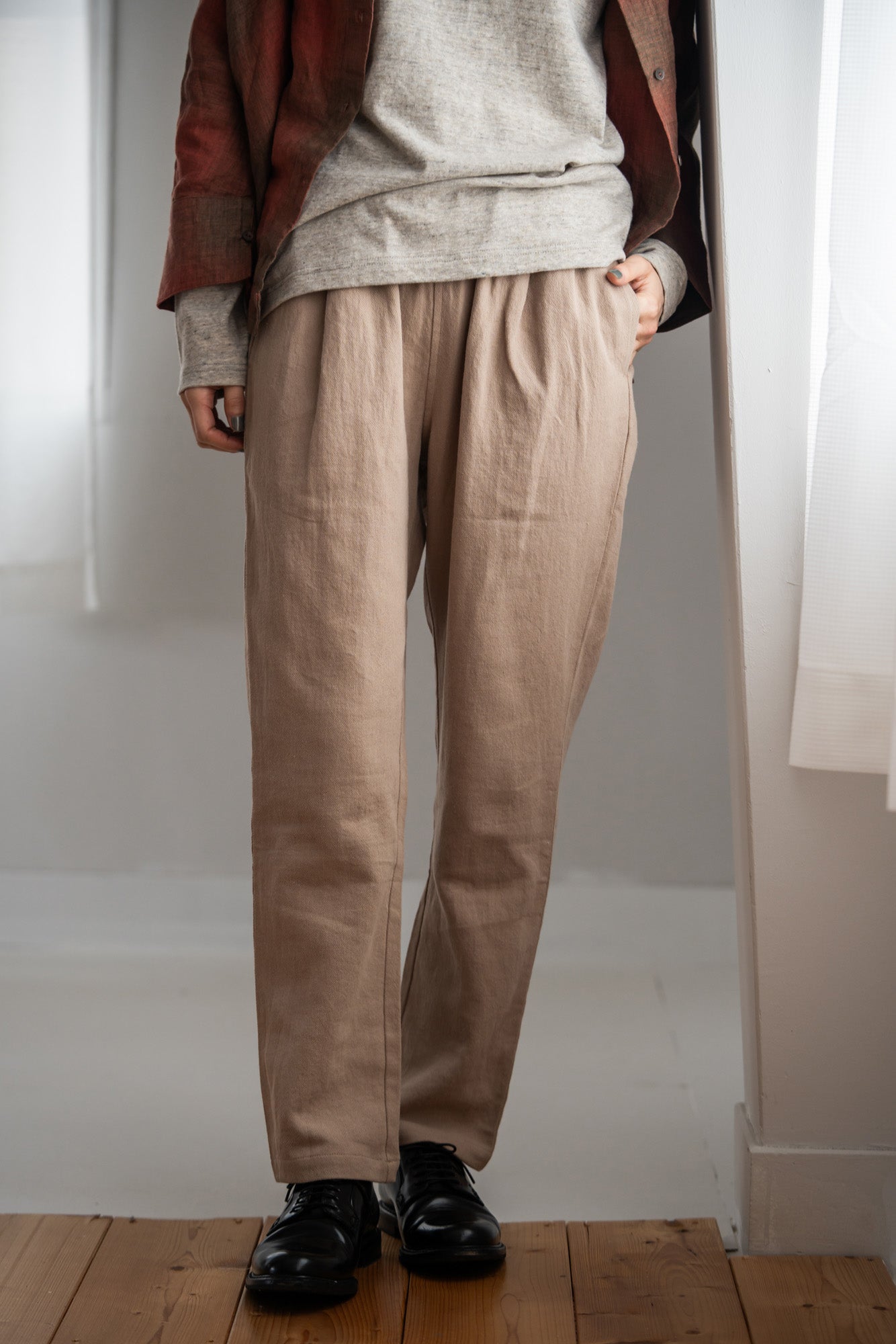 YARRA リネンコットン起毛テーパードパンツ YR-1545-219