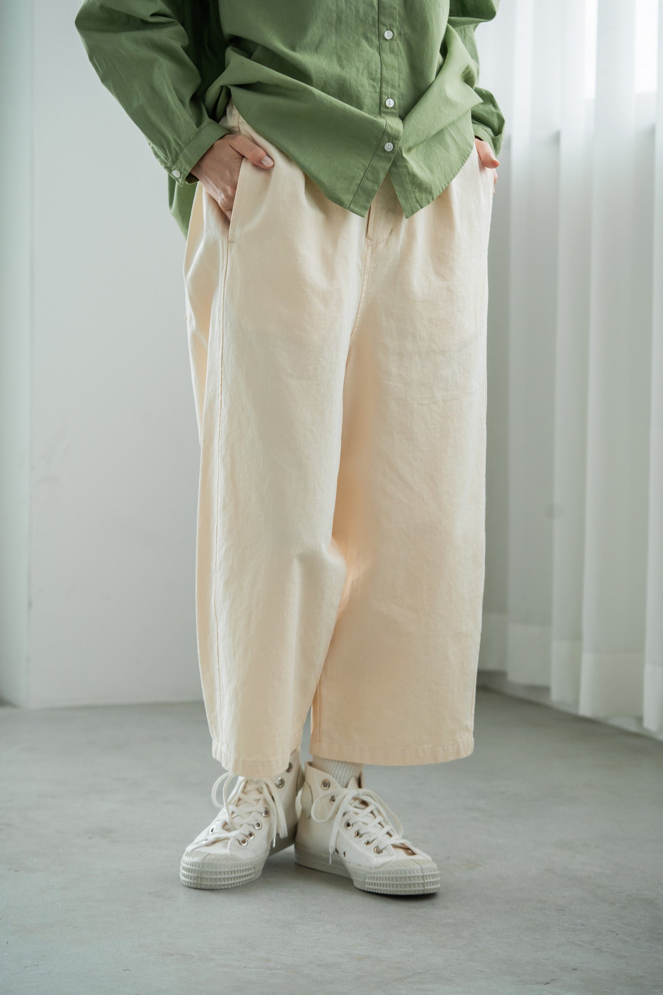 YARRA 綿100ワッシャー8分丈パンツ YR-1415-223