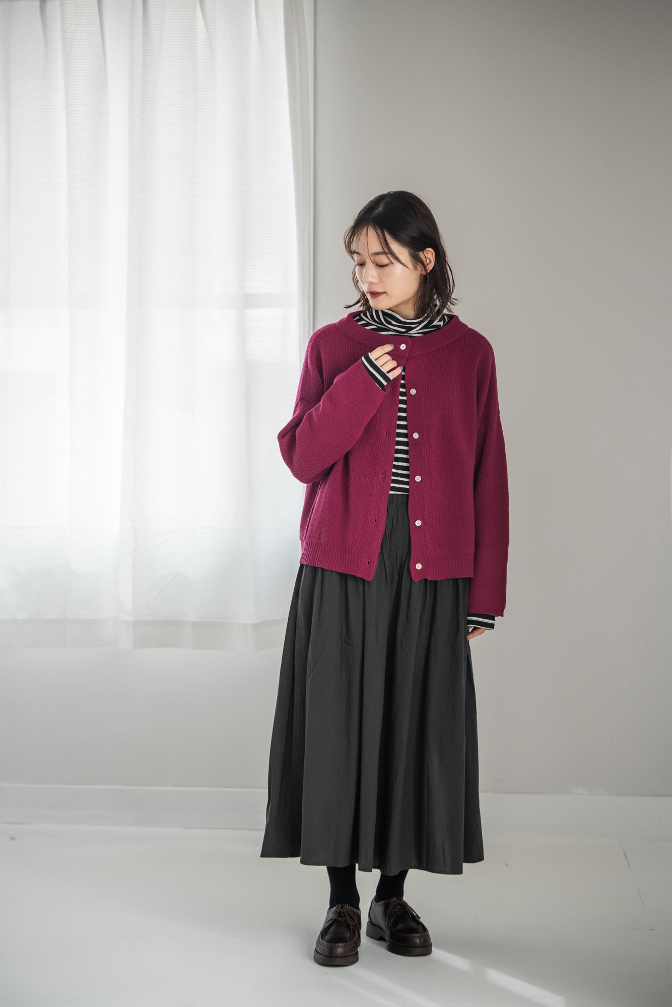 YARRA イタリーメリノ2WAYカーディガン YR-1542-231