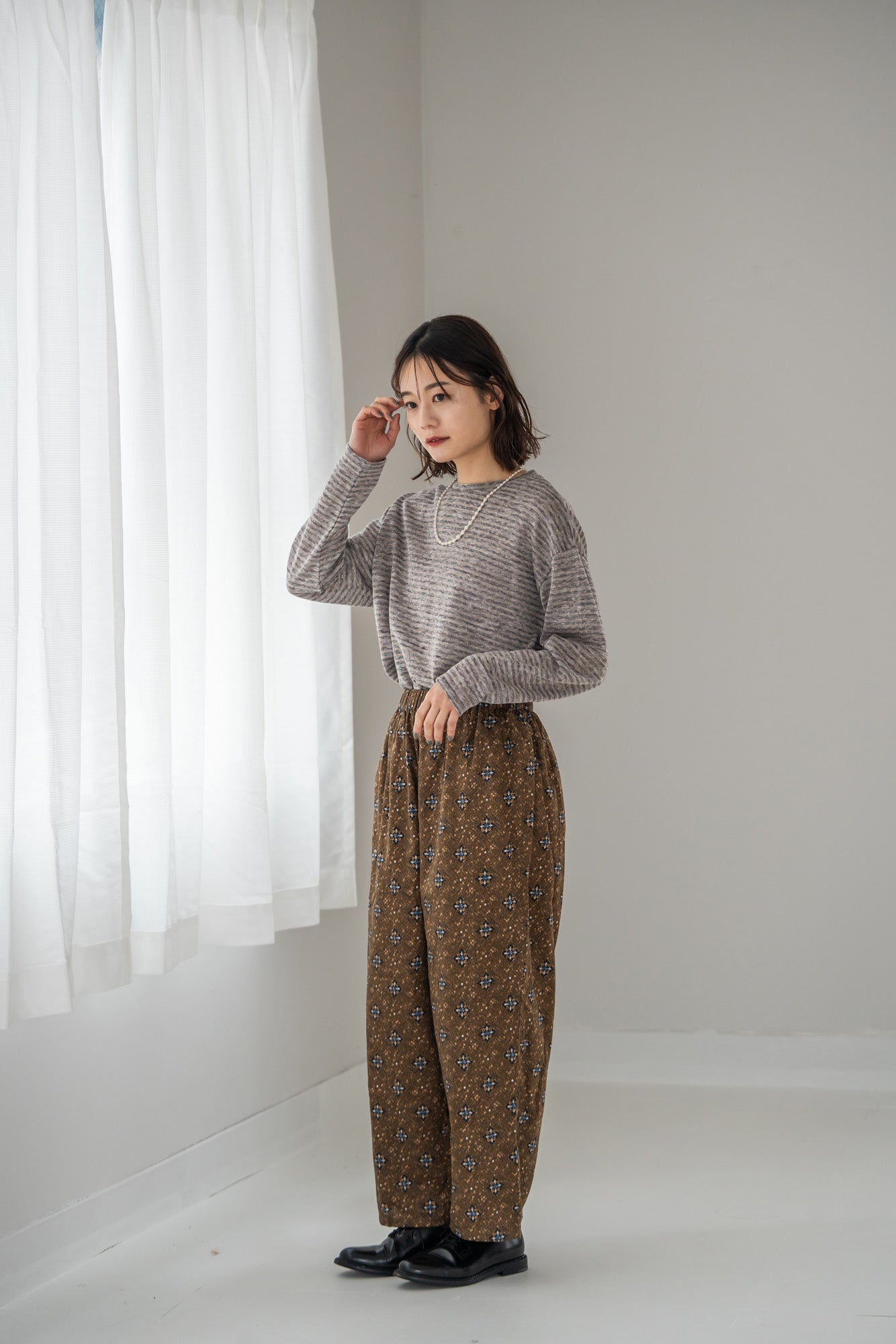 YARRA INDIAプリントストレートパンツ YR-1545-213