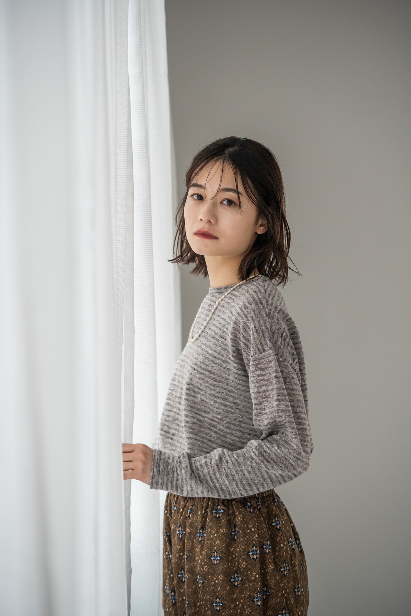 YARRA リネンコットンボーダーカットソー YR-1541-201