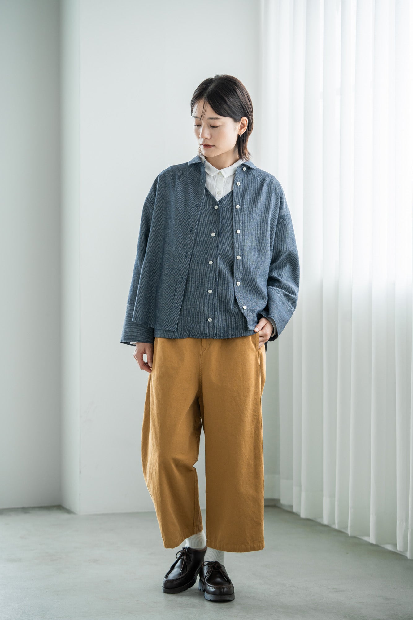 YARRA 綿100ワッシャー8分丈パンツ YR-1415-223