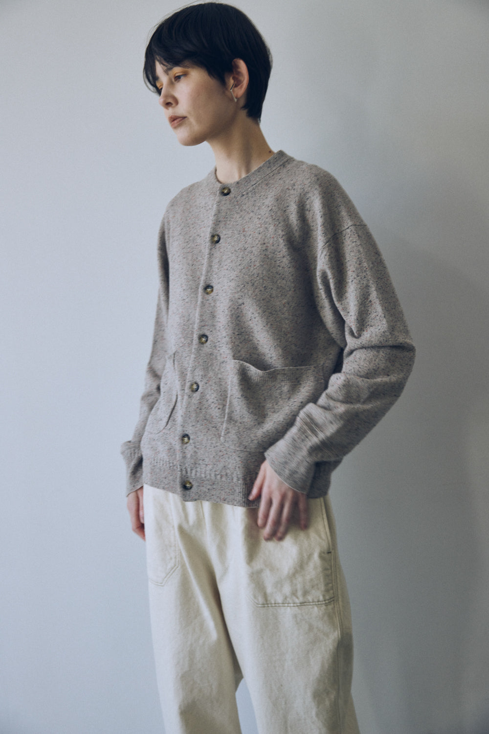 YARRA NEU カラーネップメリノニットカーディガン NU-5552-420