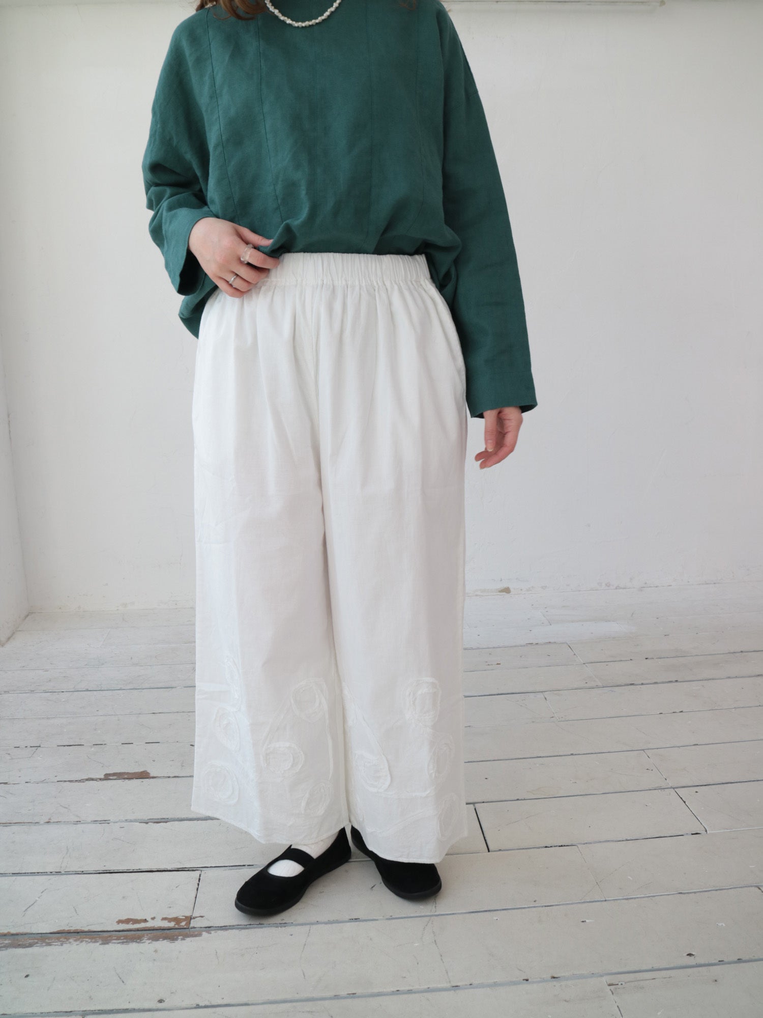 YARRA INDIAドットテープ刺繍パンツ YR-1545-209