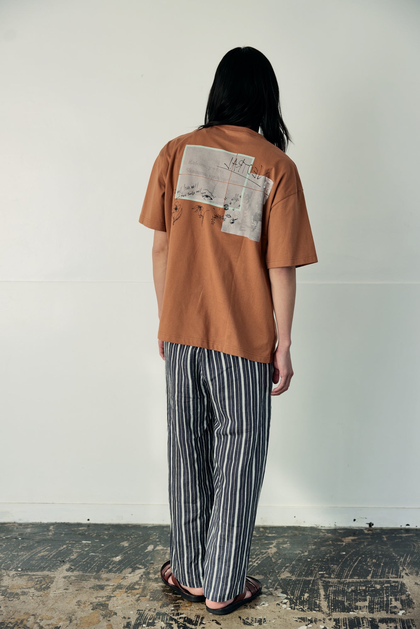 YARRA NEU 綿麻ストライプストレートPT NU-5525-444