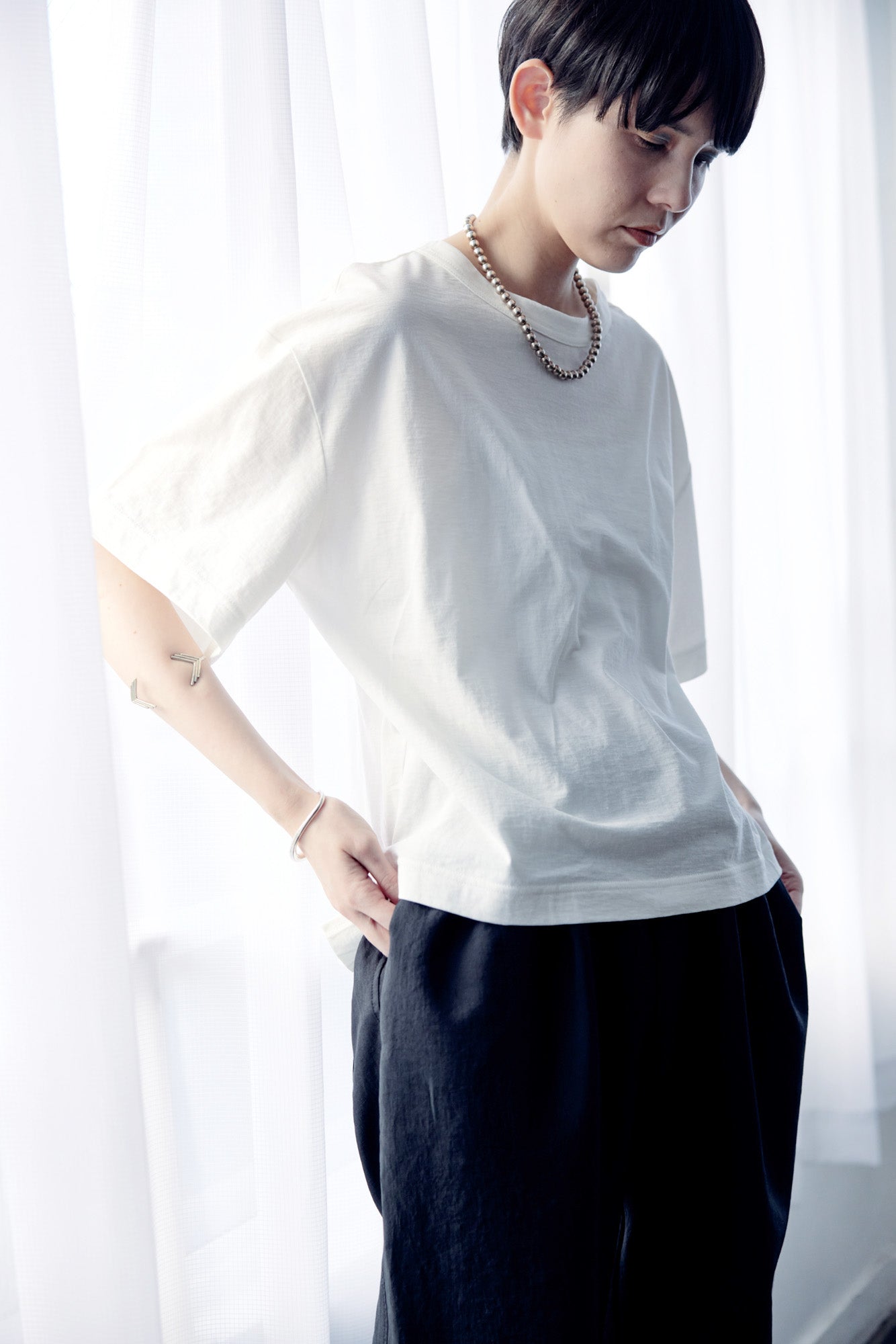 YARRA NEU 強撚天竺フレア袖Tシャツ NU-5521-430
