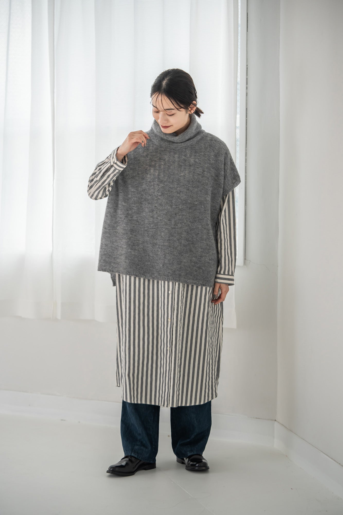 YARRA モヘアブレンドタートルニットベスト YR-1548-227