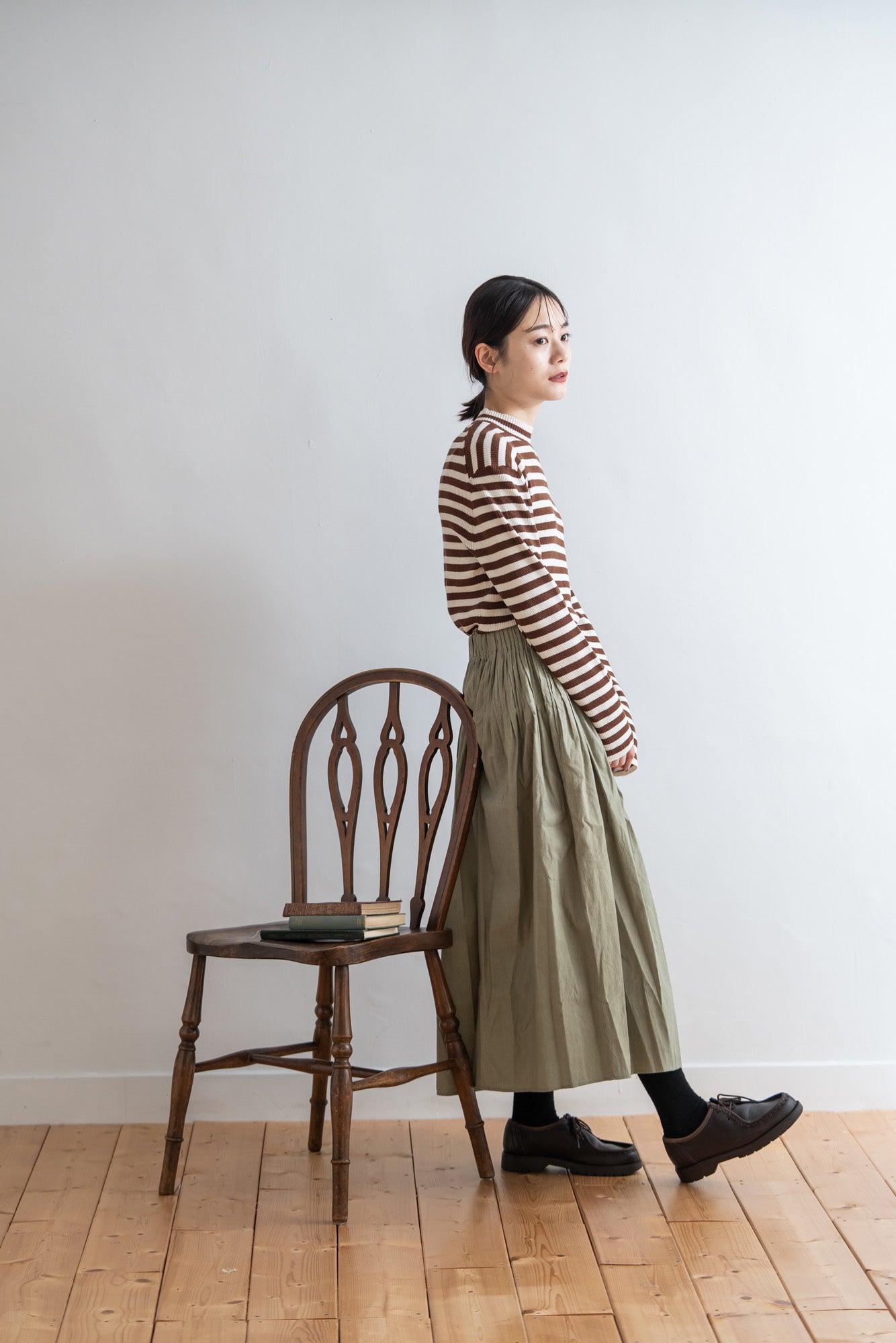 YARRA 綿カシミヤハイネックリブニット YR-1542-229