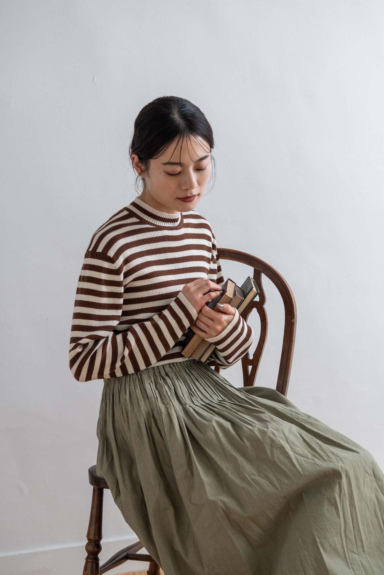 YARRA 綿カシミヤハイネックリブニット YR-1542-229