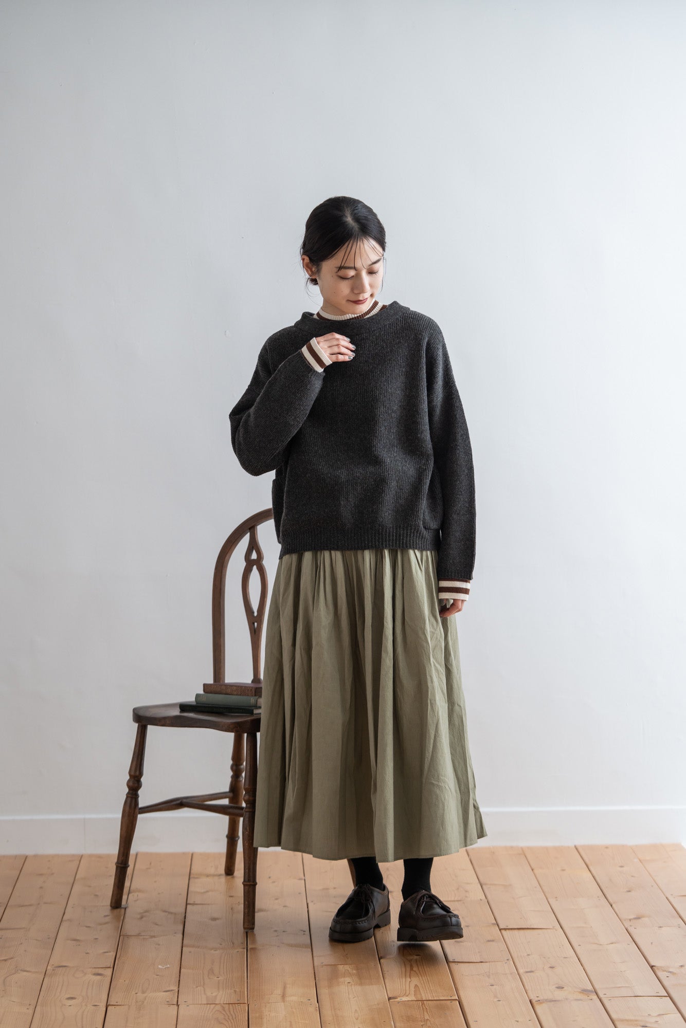 YARRA 綿カシミヤハイネックリブニット YR-1542-229