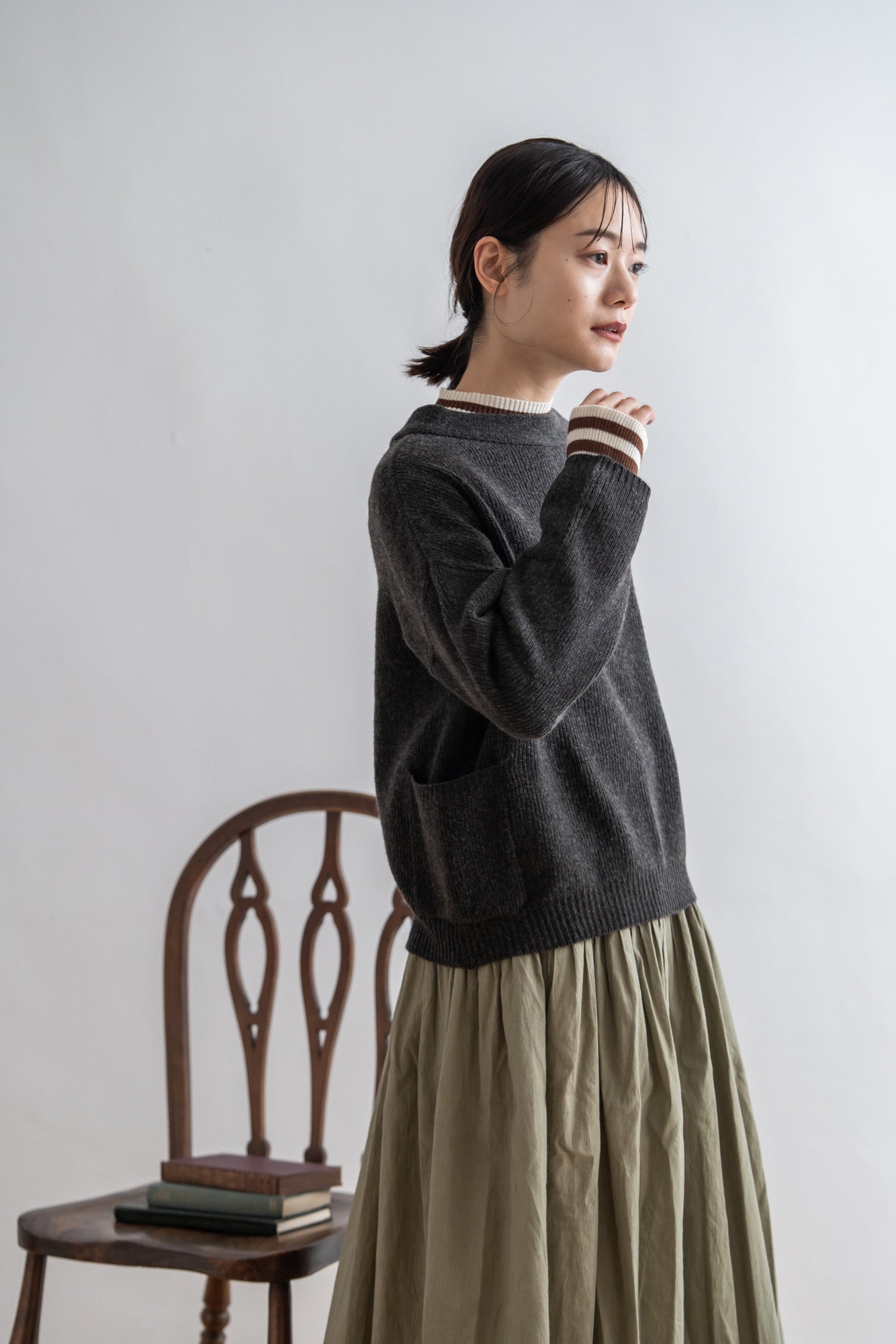 YARRA イタリーメリノ2WAYカーディガン YR-1542-231