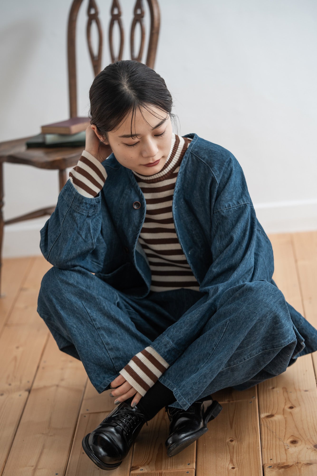 【再生産】YARRA リネン混ドルマンデニムジャケット YR-1547-237