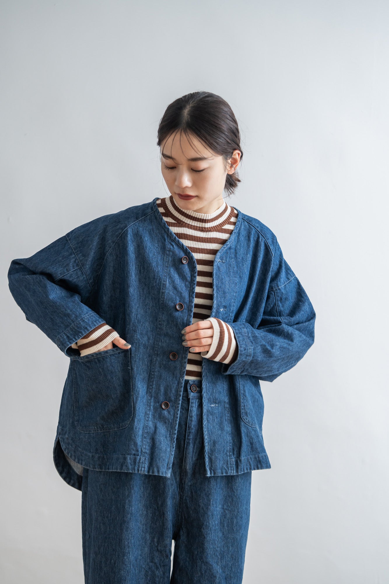 【再生産】YARRA リネン混ドルマンデニムジャケット YR-1547-237