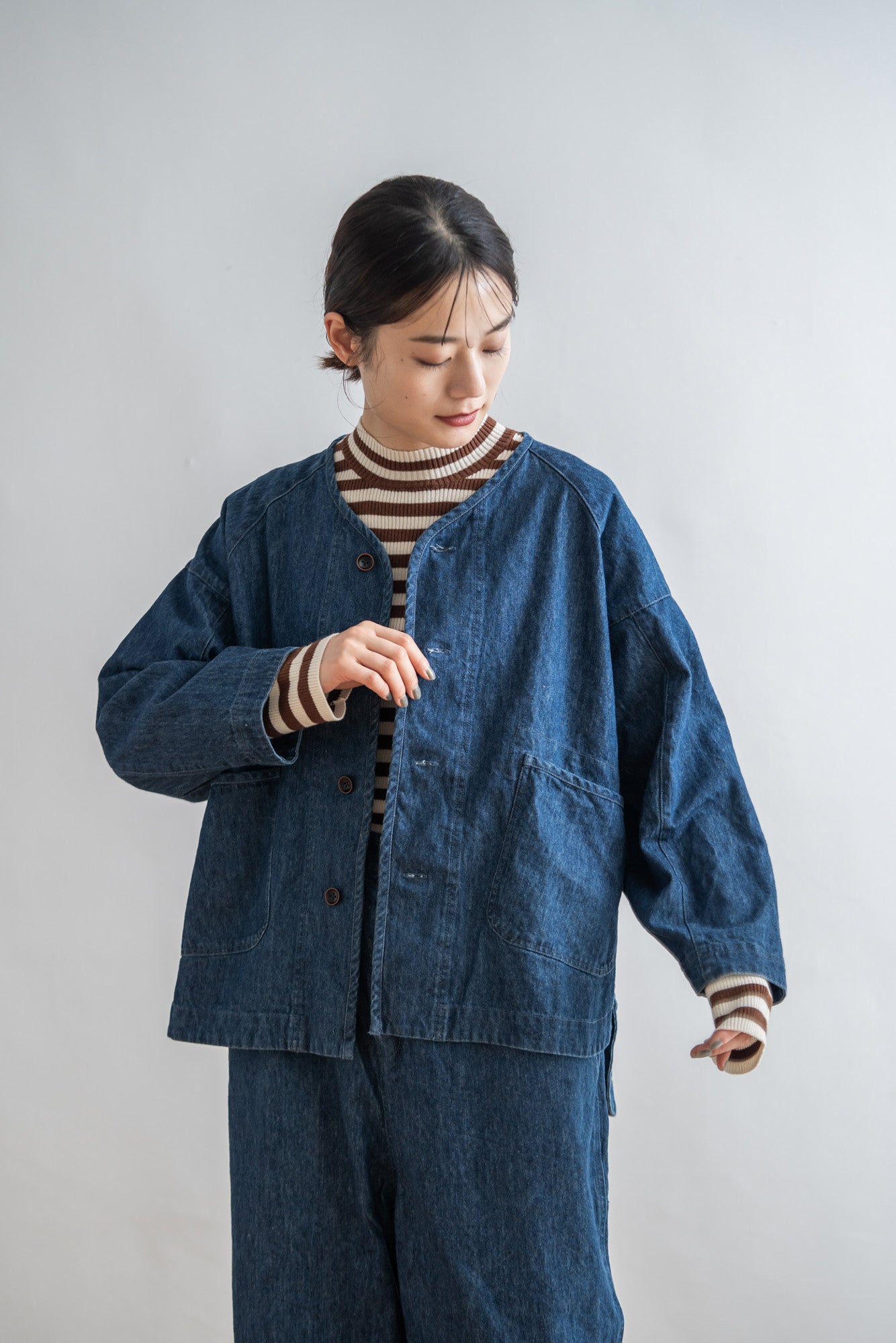 【再生産】YARRA リネン混ドルマンデニムジャケット YR-1547-237