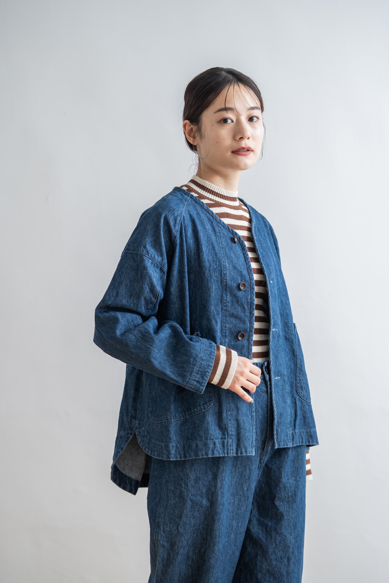 【再生産】YARRA リネン混ドルマンデニムジャケット YR-1547-237