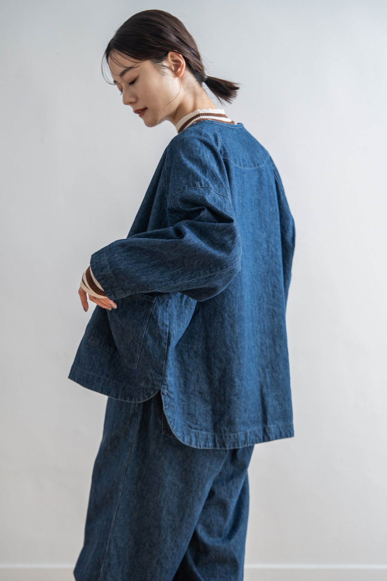 【再生産】YARRA リネン混ドルマンデニムジャケット YR-1547-237