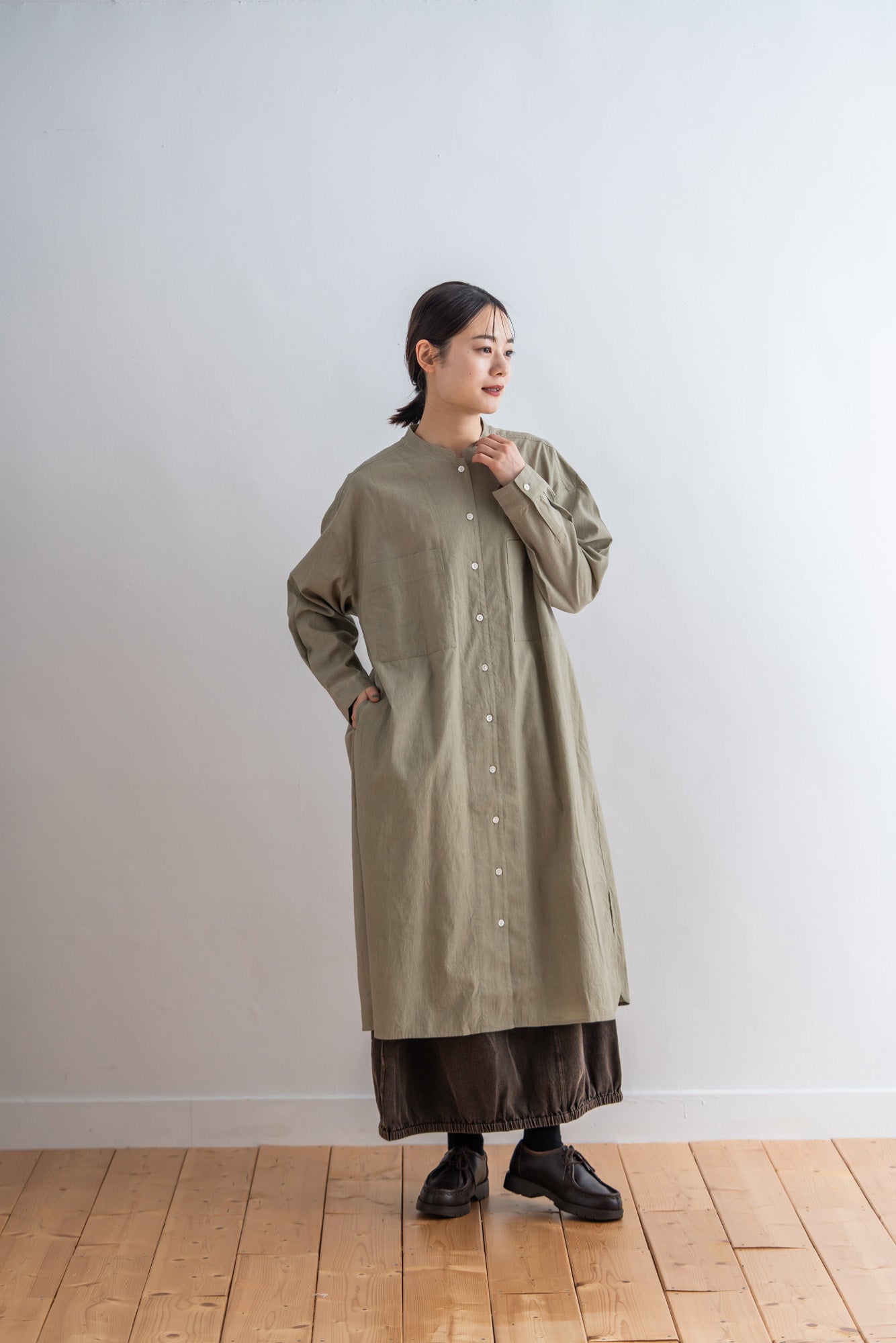 YARRA INDIAスタンドステッチ衿ワンピース YR-1544-233