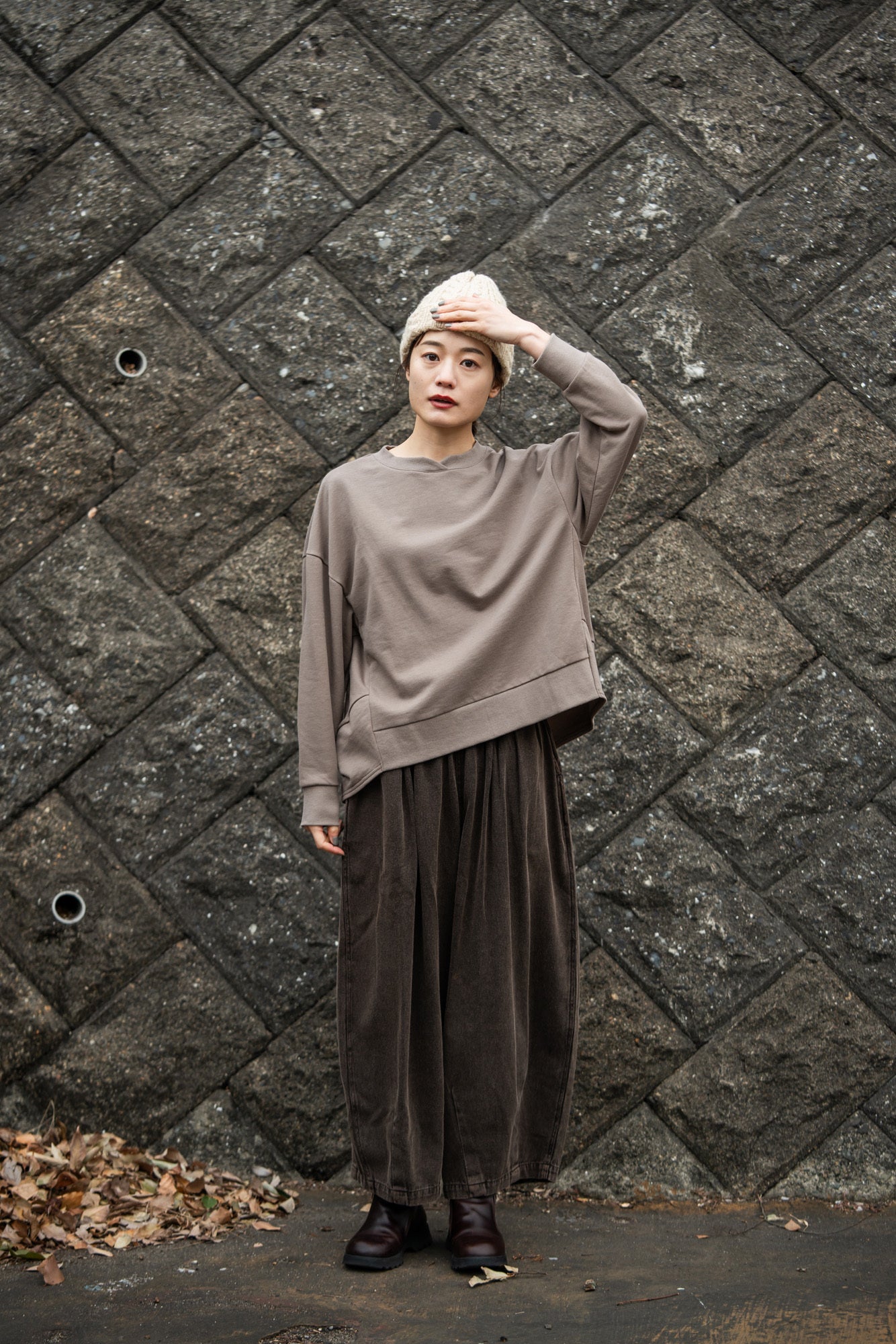 YARRA ミニ裏毛切替ラウンドプルオーバー YR-1541-224