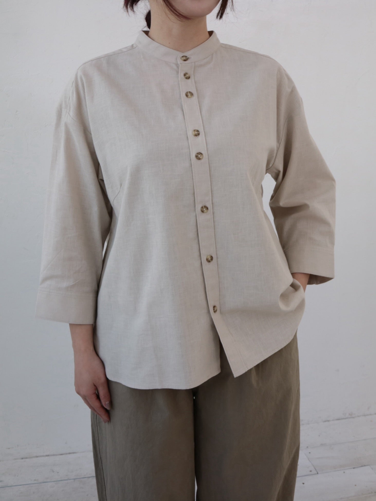 YARRA NEU SIDGRASコットン7分袖シャツ NU-5523-434