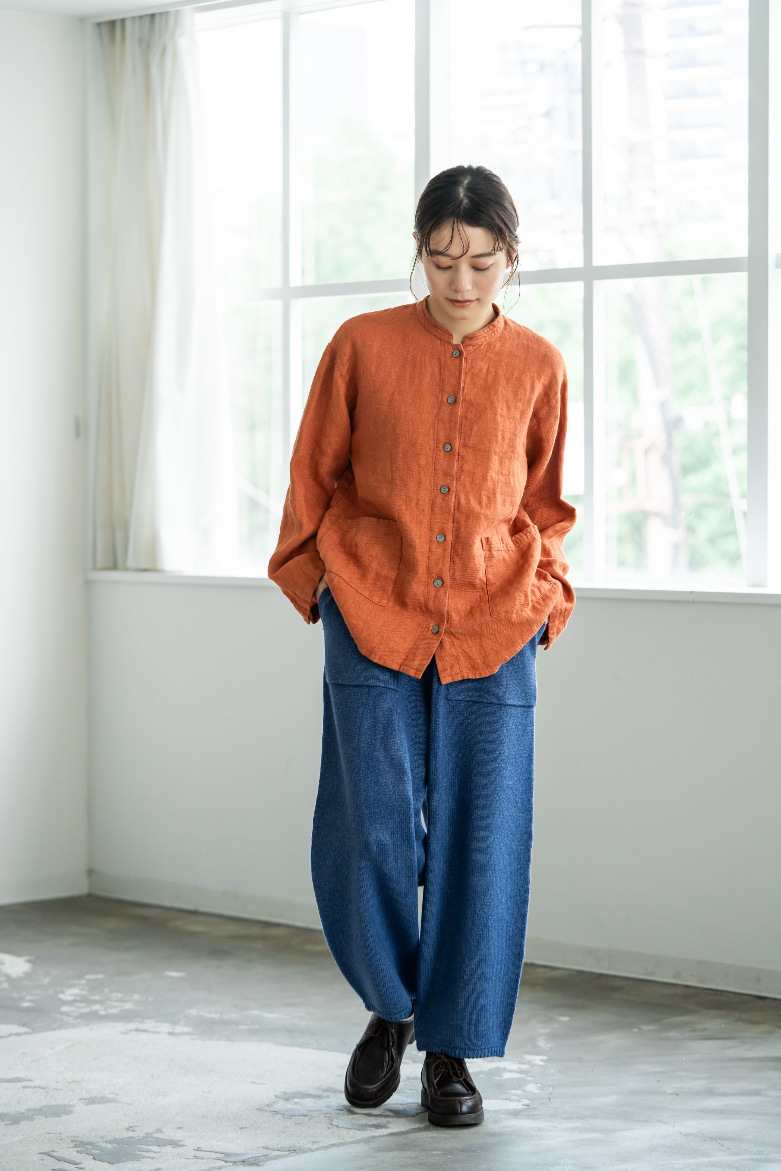 YARRA リネンウール起毛スタンドブラウス YR-1453-261