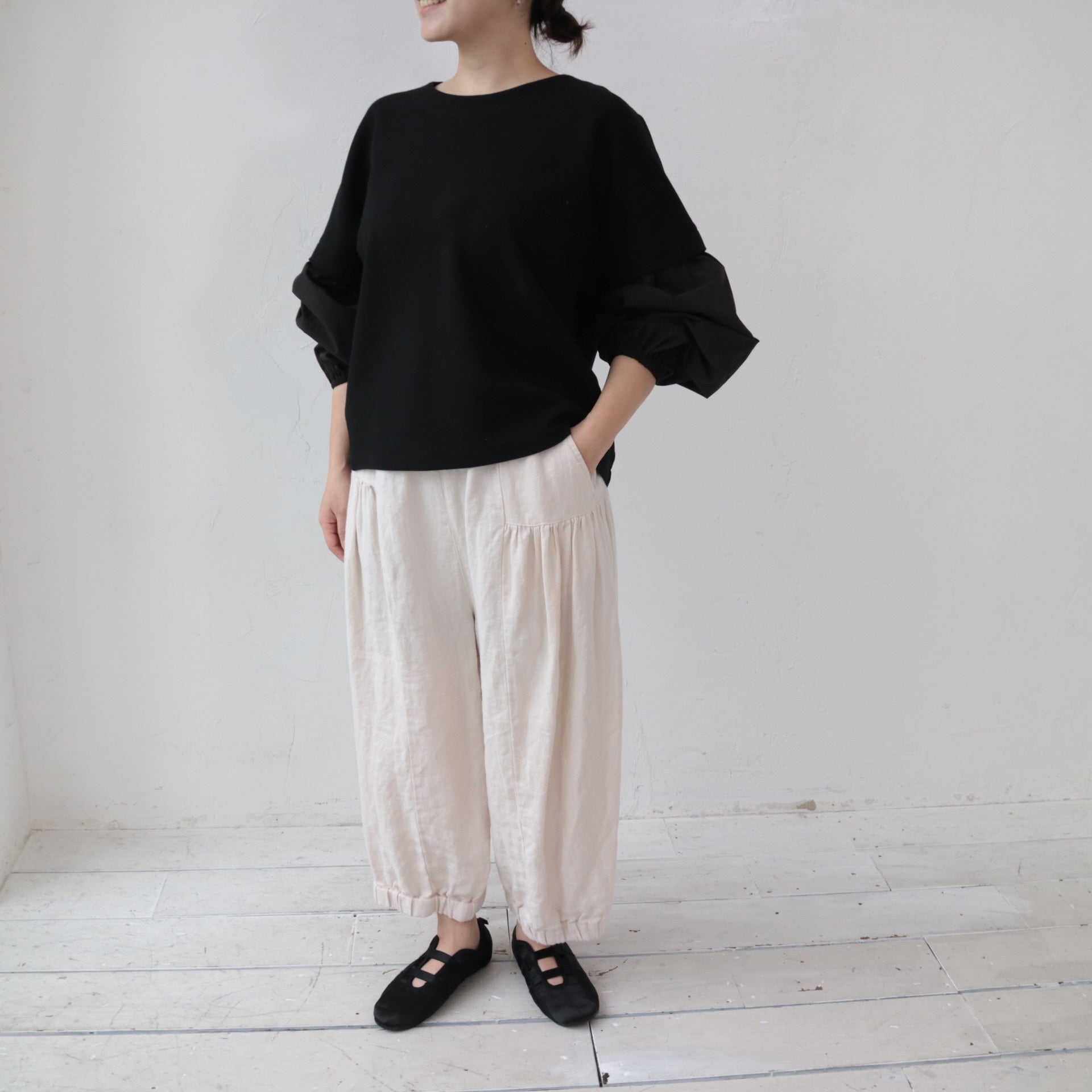 YARRA 布帛コンビ袖切替プルオーバー YR-1451-252