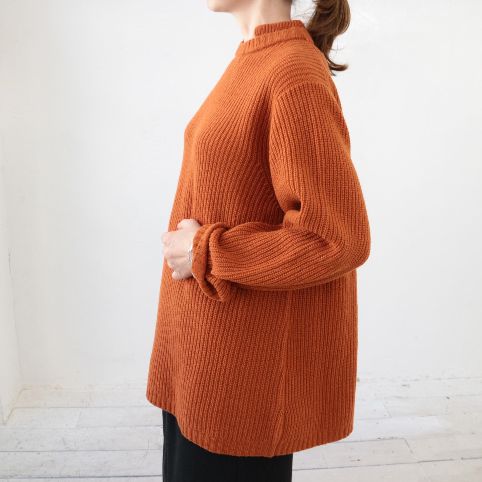 doux bleu Wカラー 畦ニットプルオーバー DB-2452-044