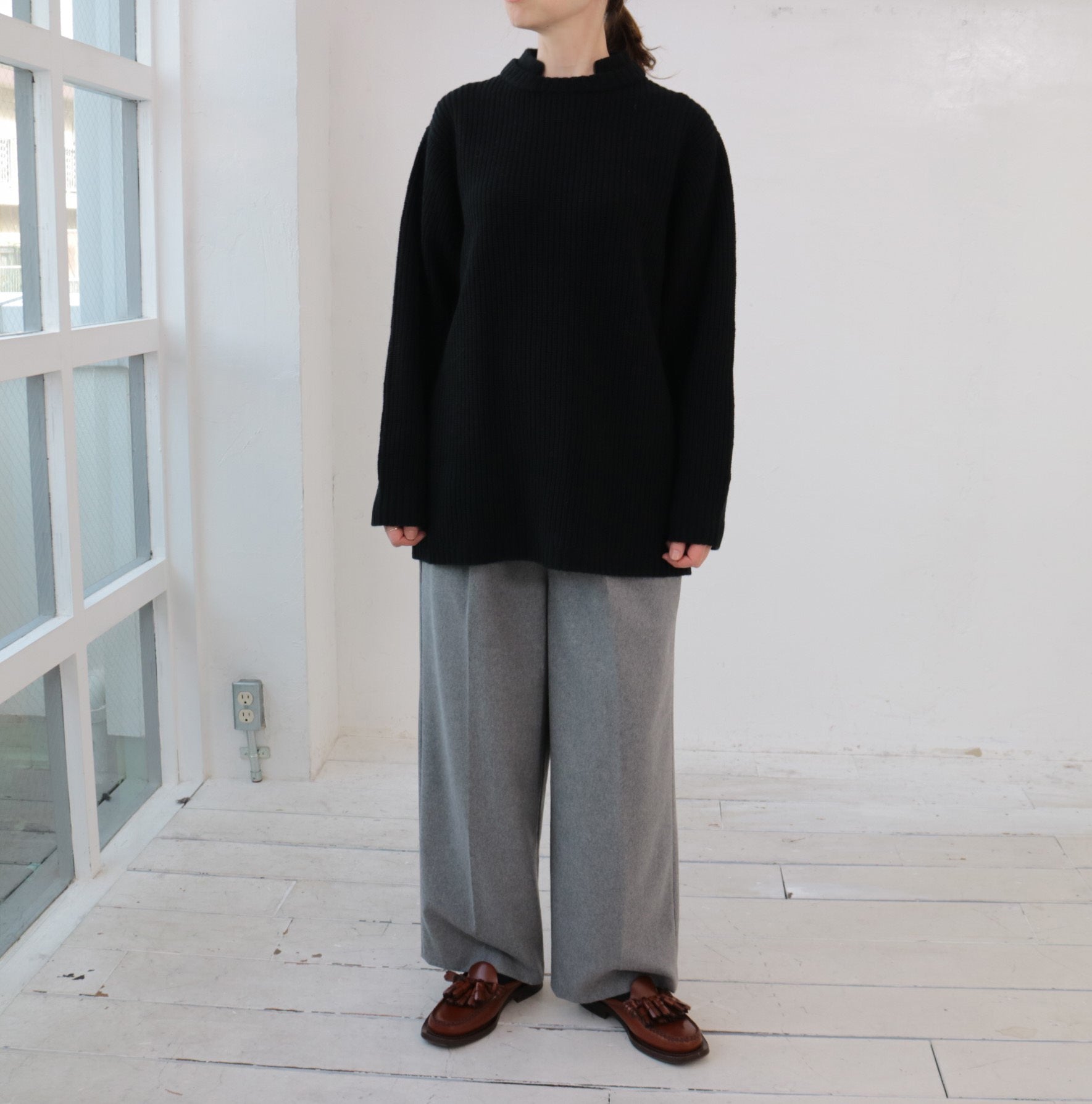 doux bleu Wカラー 畦ニットプルオーバー DB-2452-044