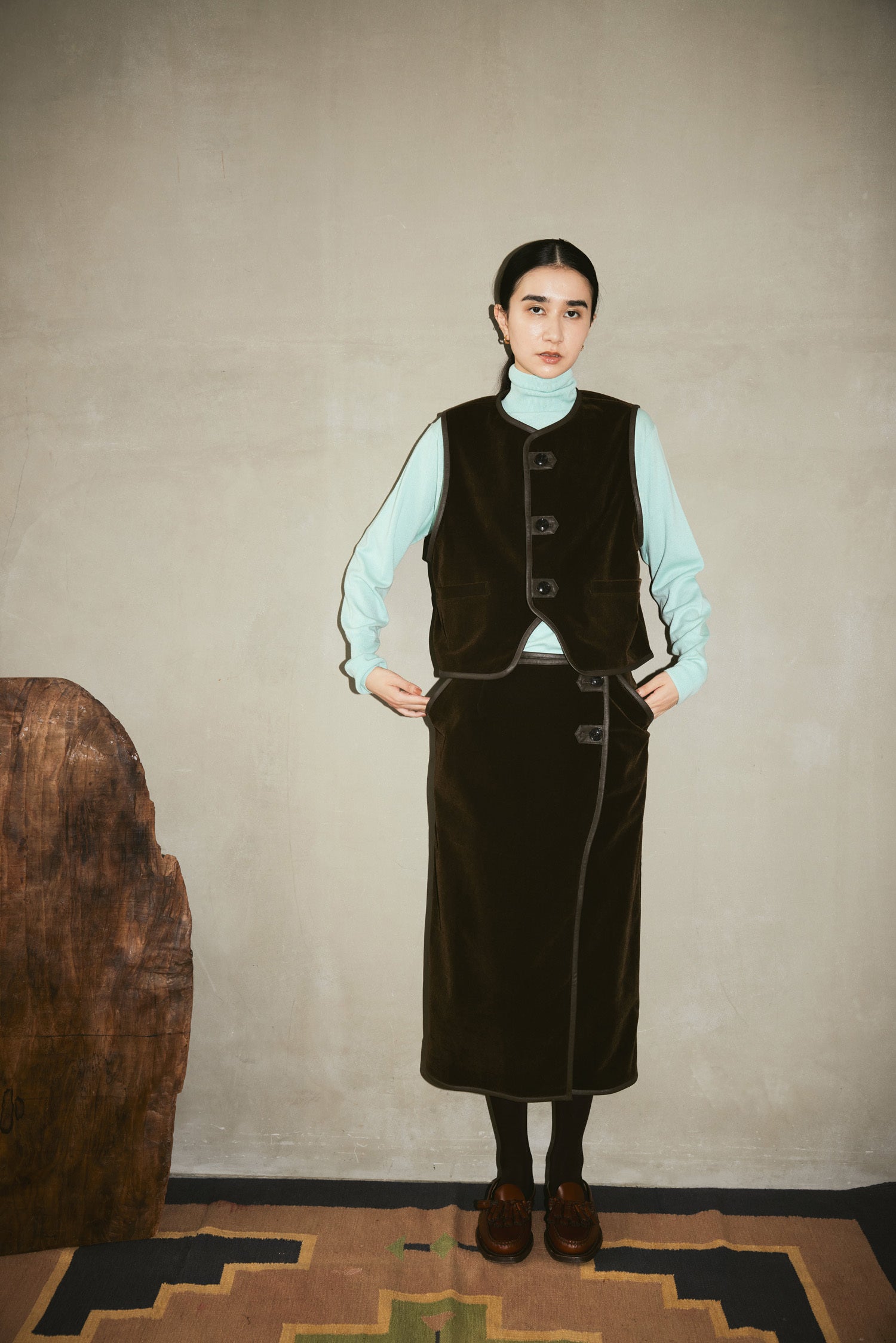 doux bleu ベロアパイピングスカート DB-2456-063