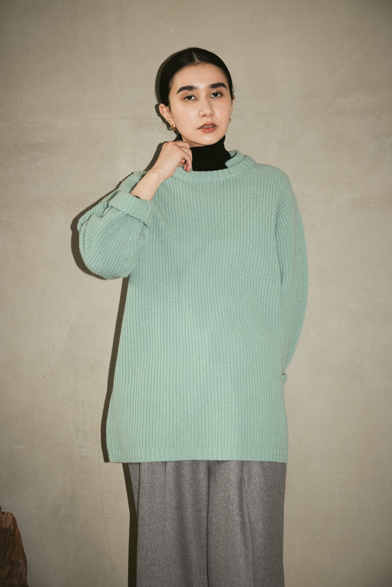 doux bleu Wカラー 畦ニットプルオーバー DB-2452-044