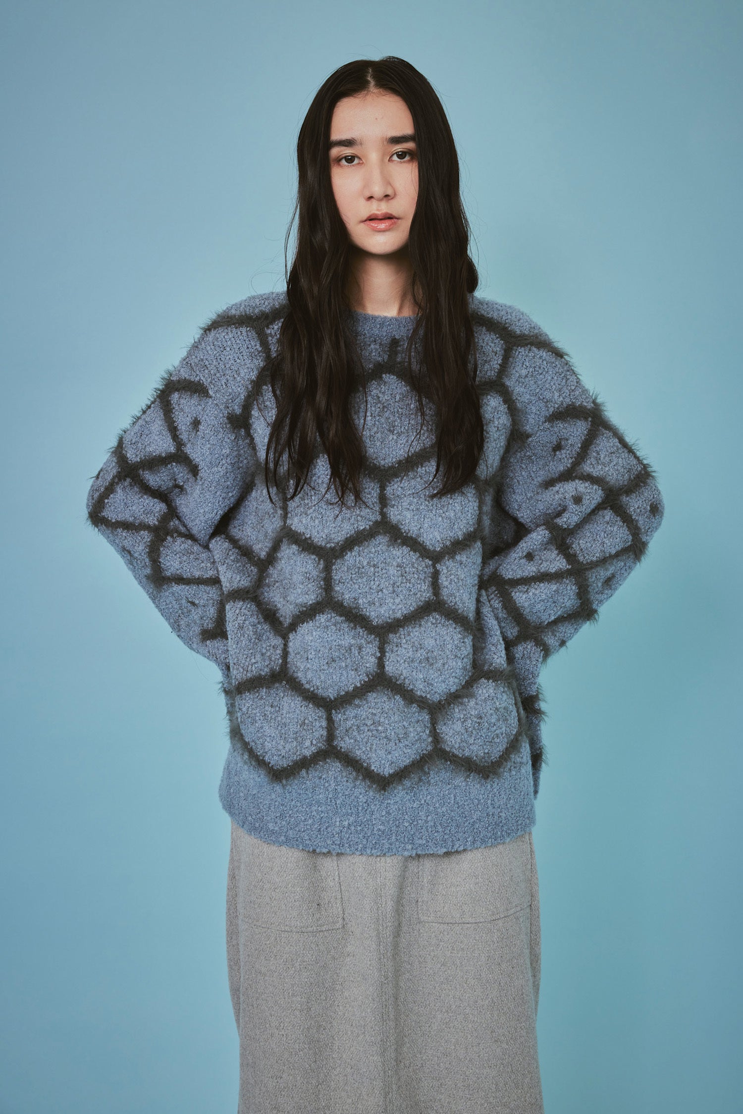 doux bleu ハニカムパターン ニットプルオーバー DB-2452-049