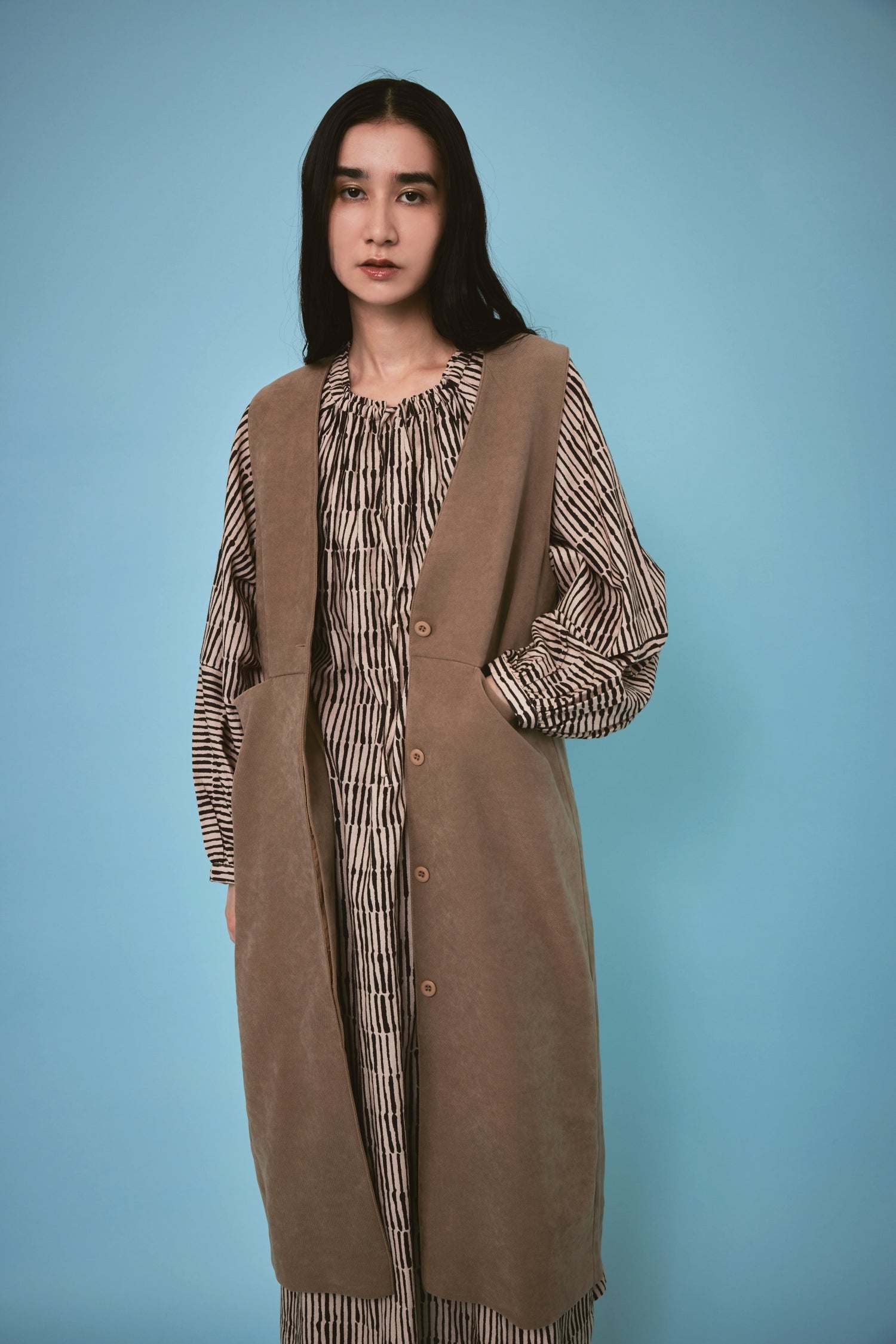 doux bleu Vネックジレワンピース DB-2454-043