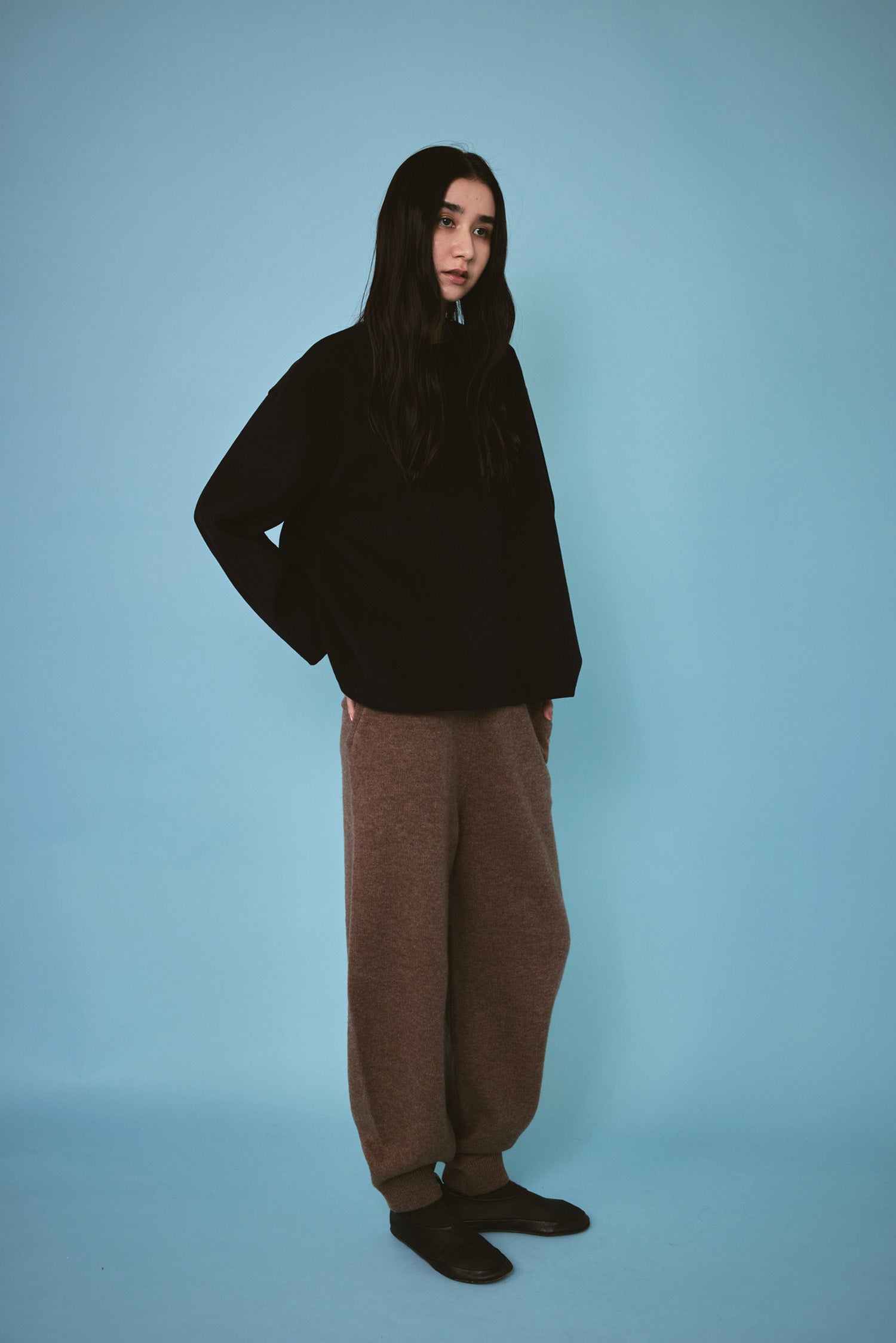 doux bleu Wジャージーフレアプルオーバー DB-2451-039