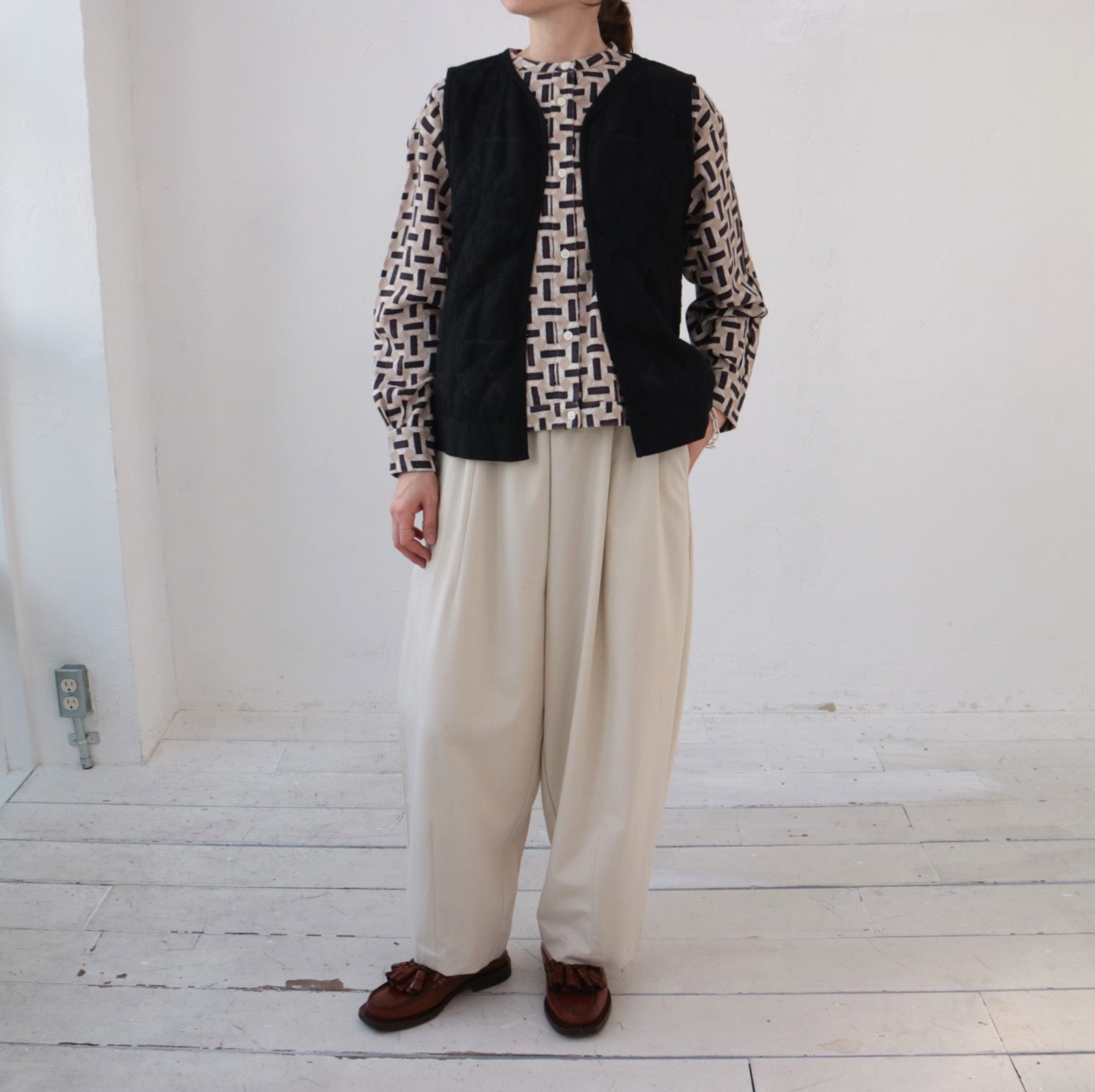 doux bleu インドプリントシャツ DB-2443-004