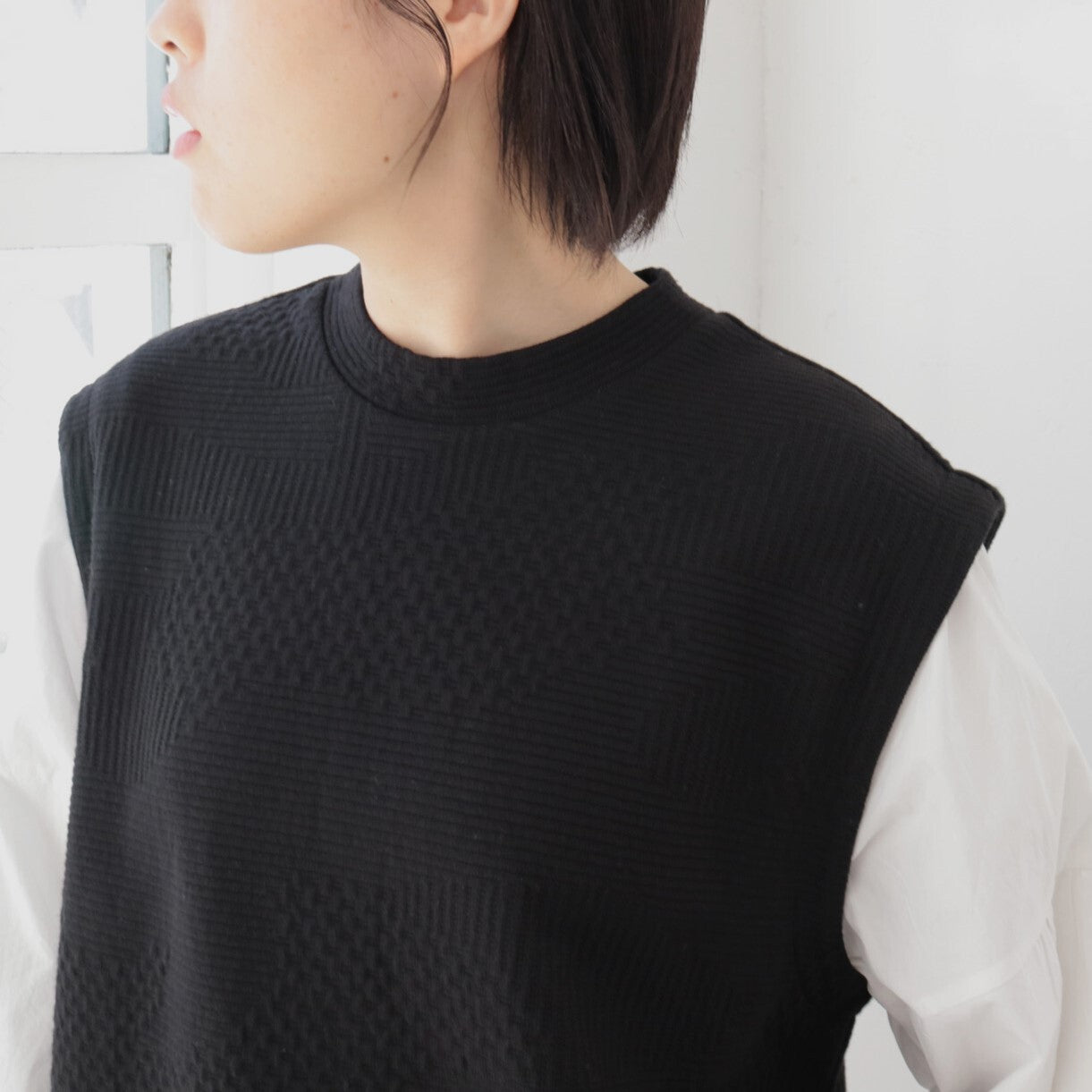 YARRA NEU 布帛コンビベスト風トップス NU-5441-404