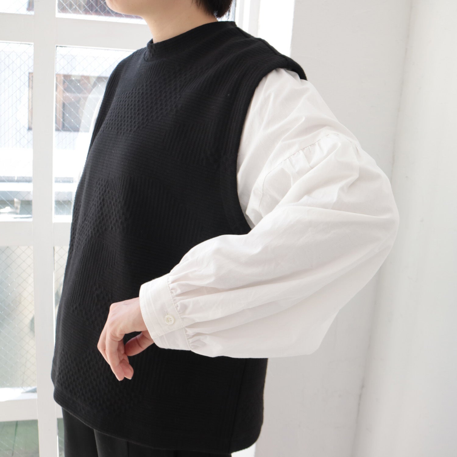 YARRA NEU 布帛コンビベスト風トップス NU-5441-404