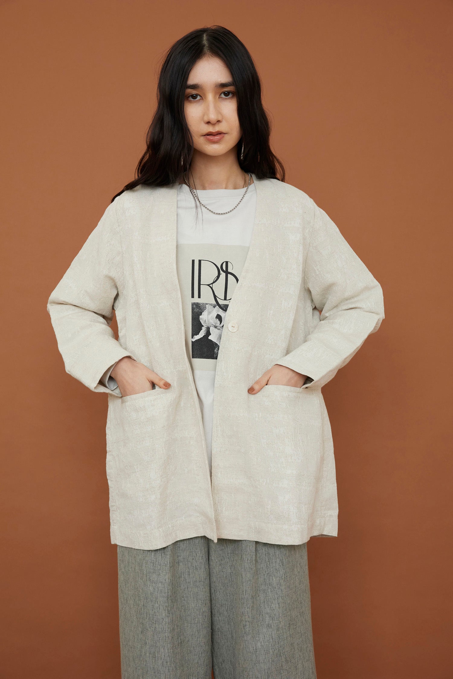 doux bleu コットンリネンジャガードジャケット DB-2447-015