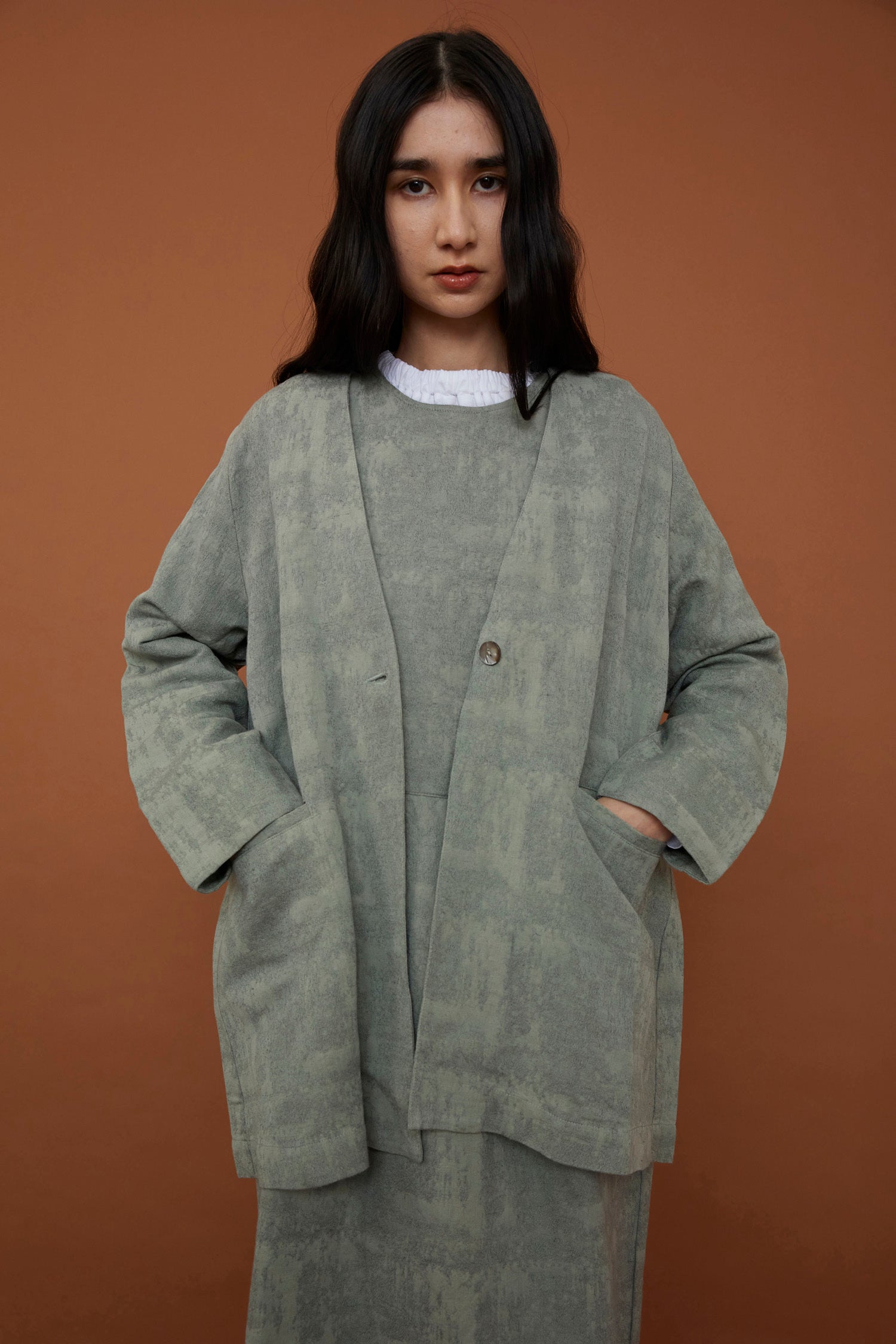 doux bleu コットンリネンジャガードジャケット DB-2447-015