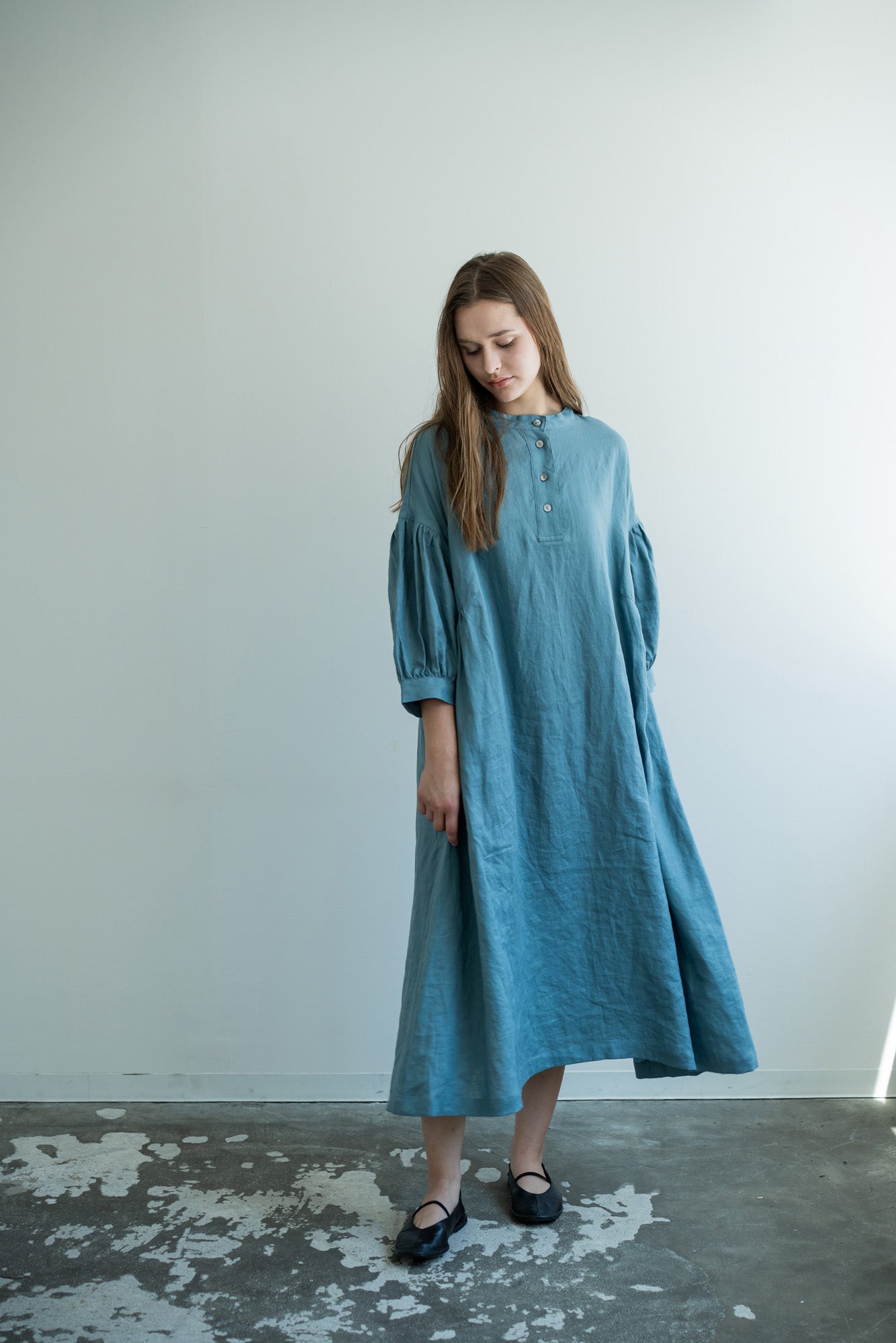 YARRA ツヤリネンギャザーワンピース YR-1614-226