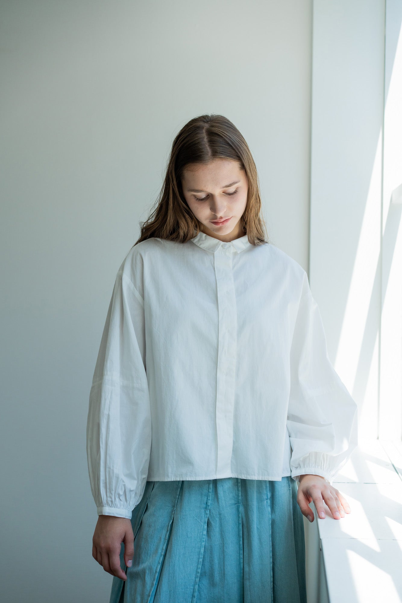 YARRA INDIAポプリン袖切替ブラウス YR-1613-209