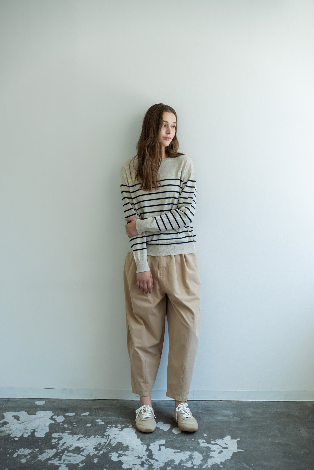 YARRA 刺繍ボーダーニットプルオーバー YR-1612-207