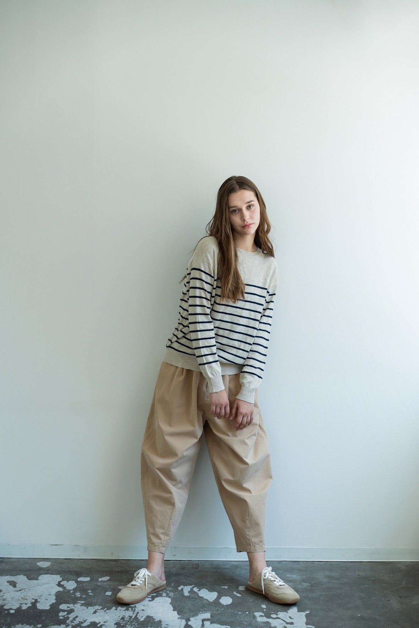 YARRA 刺繍ボーダーニットプルオーバー YR-1612-207