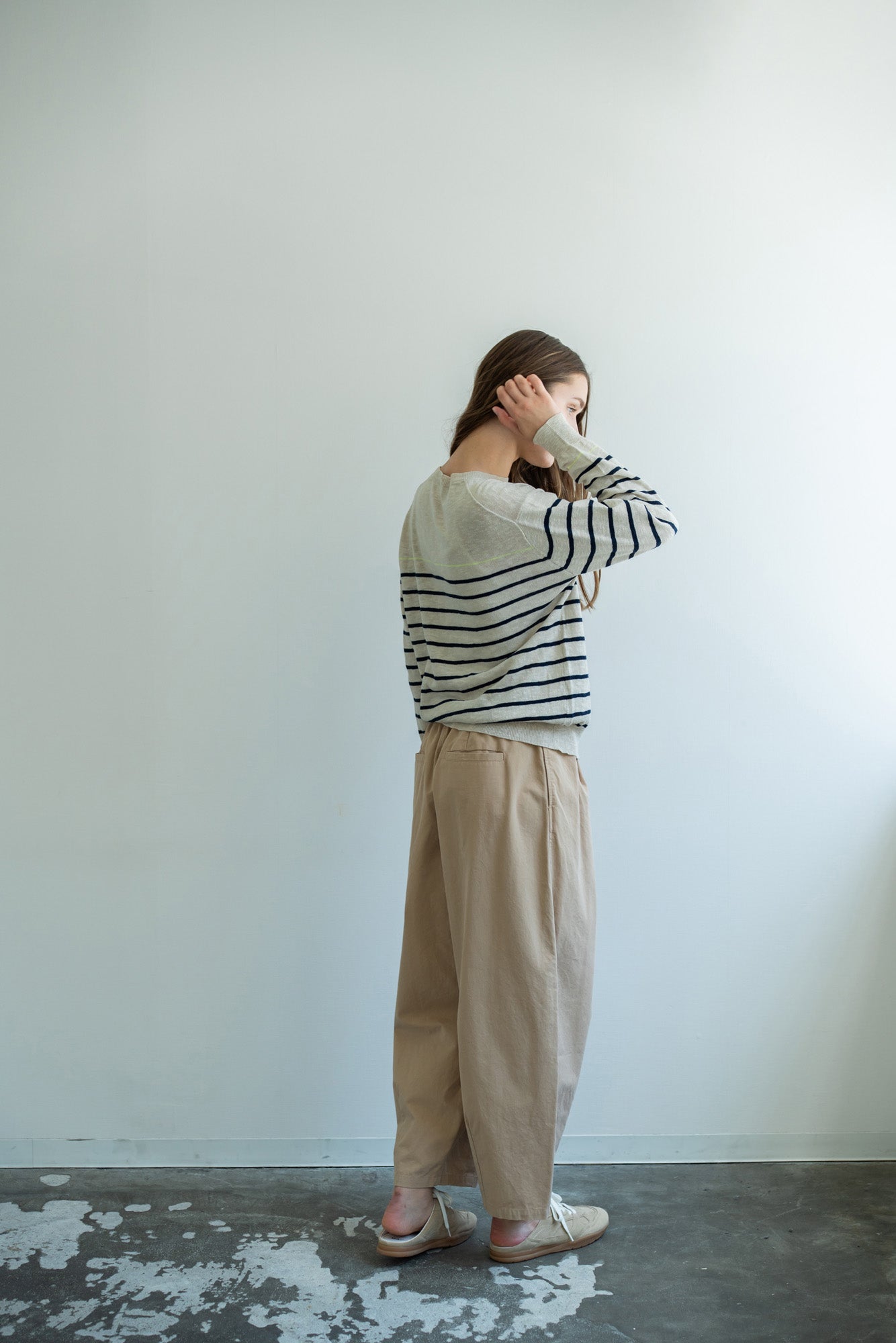 YARRA 刺繍ボーダーニットプルオーバー YR-1612-207